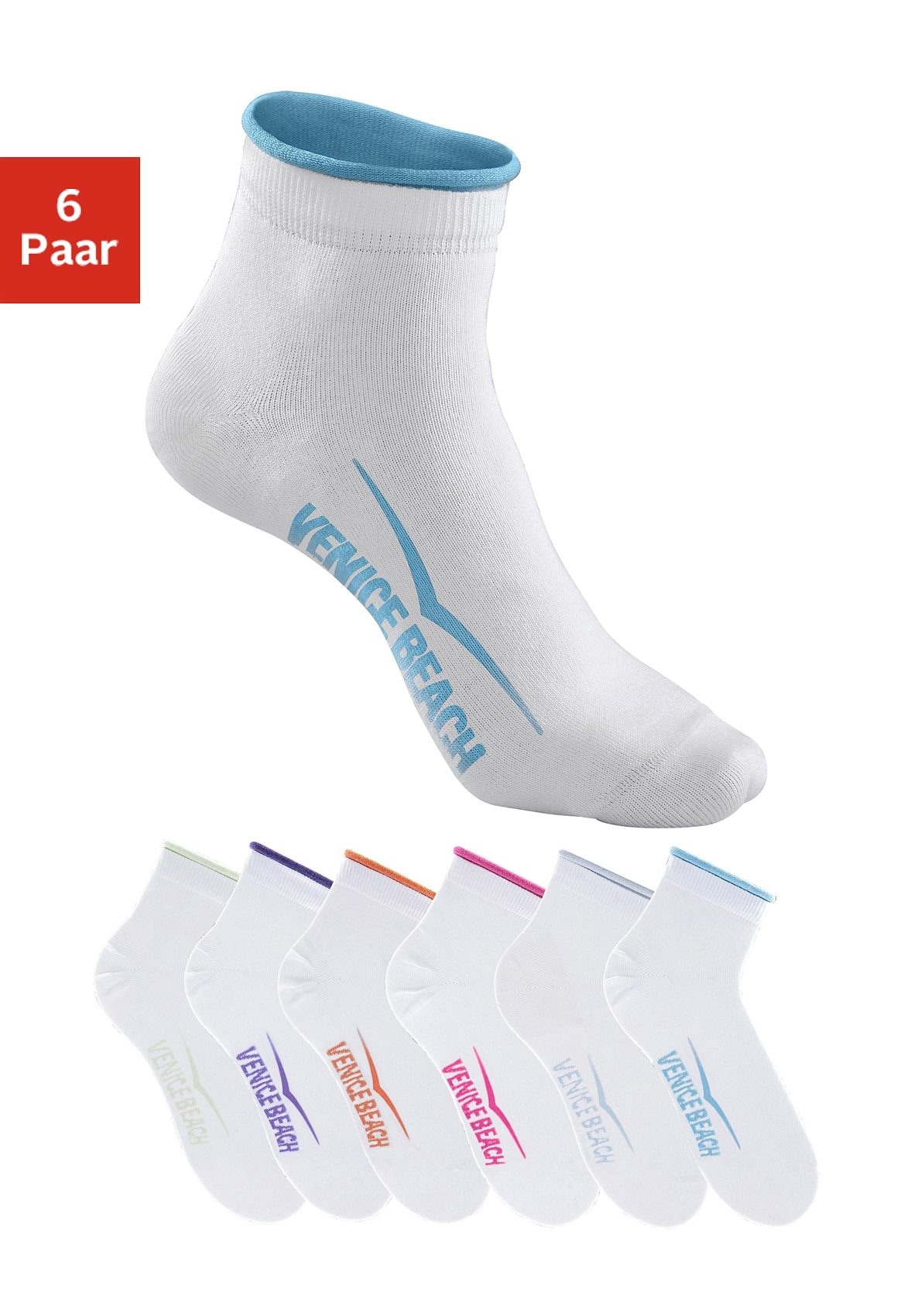 Venice Beach Kurzsocken Packung, 6 Stk. tlg. mit druckfreiem Bündchen