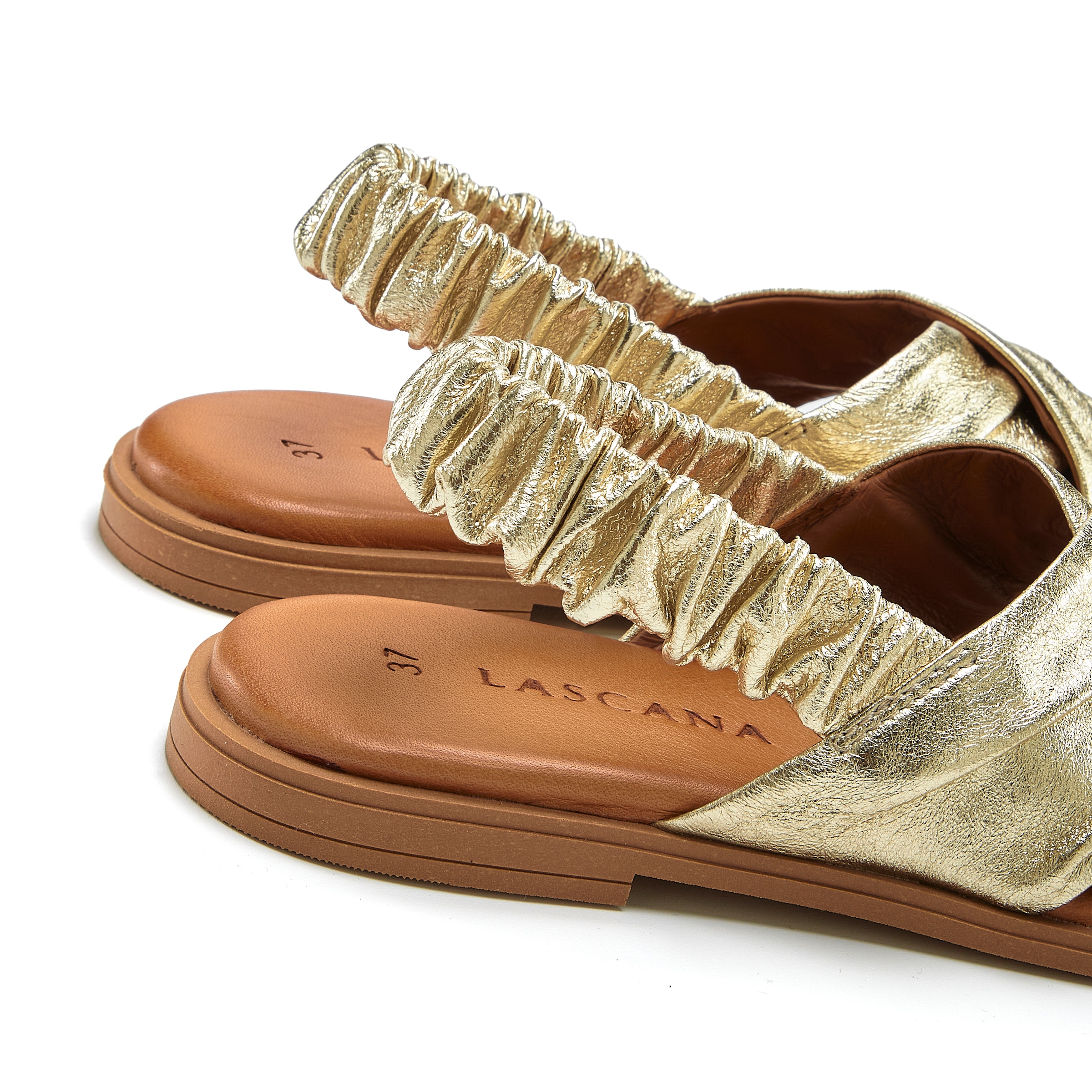 LASCANA Sandale »Sandalette, Sommerschuh, offener Schuh, Pantolette«  aus Leder mit elastischen Riemchen