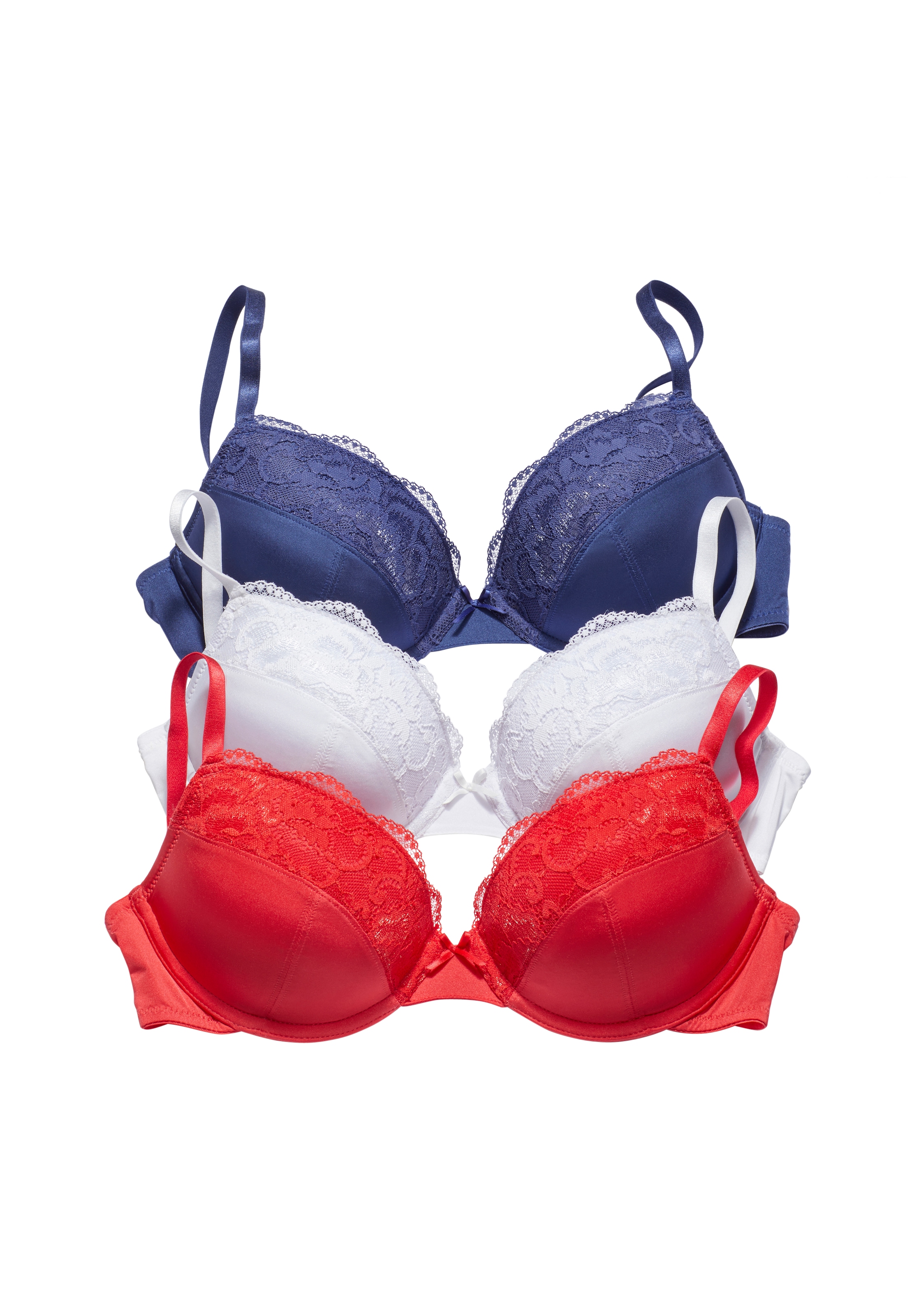 petite fleur by Lascana Push-up-BH Packung, 3 Stück,  mit Bügel & herausnehmbaren Kissen