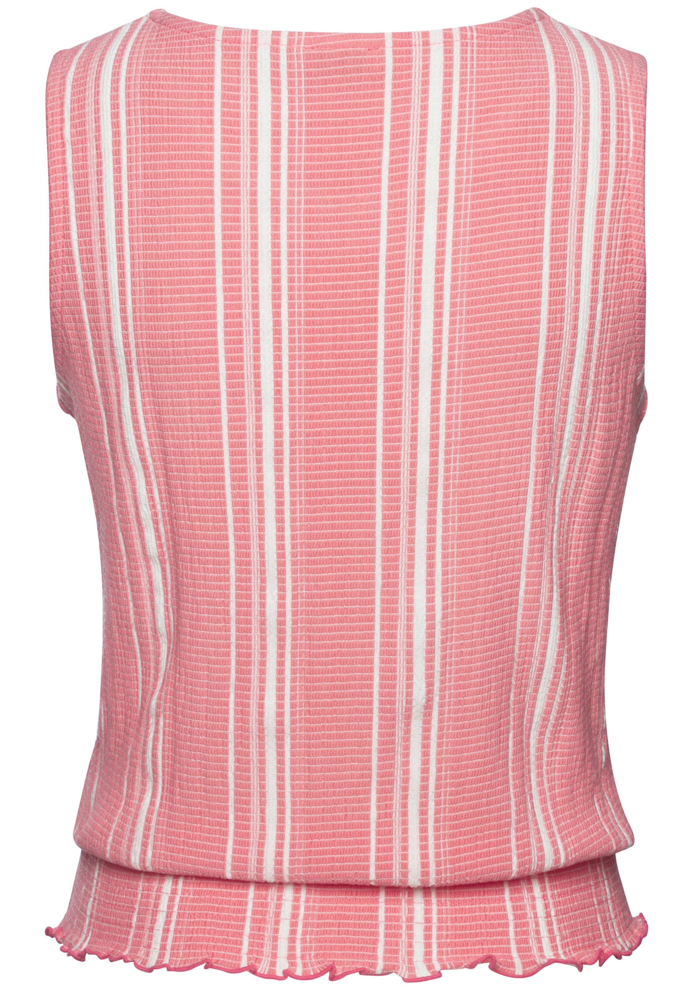 LASCANA Tanktop »aus strukturierter Ware mit breitem Smokbündchen« sommerliches Top mit Streifen, lockeres Streifentop, Sommertop, casual
