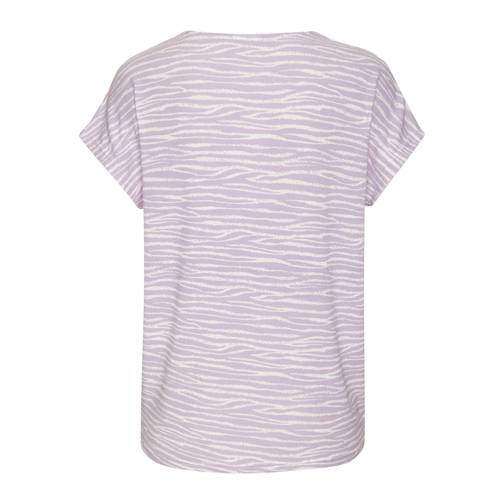 LASCANA Kurzarmshirt »mit modischem Zebra-Muster«, aus weichem Viskose-Strick