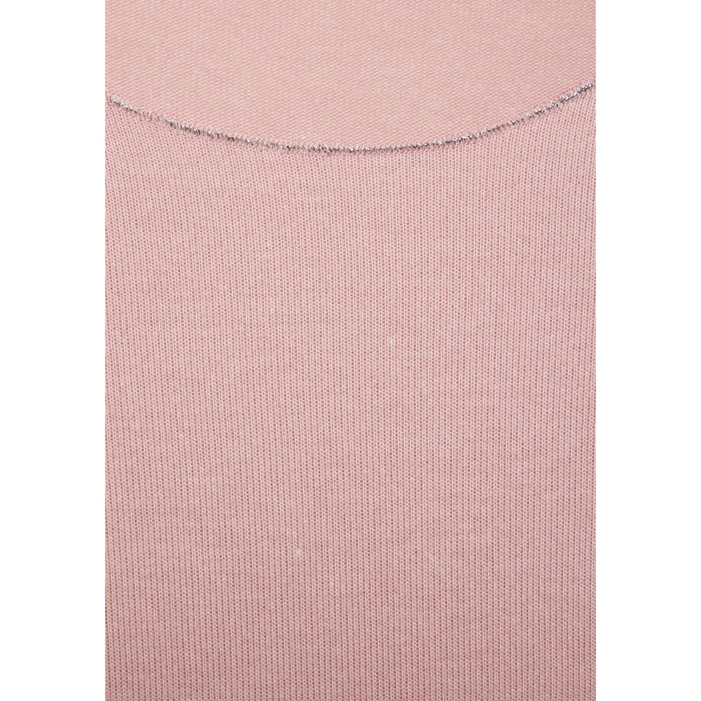 LASCANA Rundhalsshirt »mit feiner Glitzereinfassung«, aus weichem Viskose-Feinstrick
