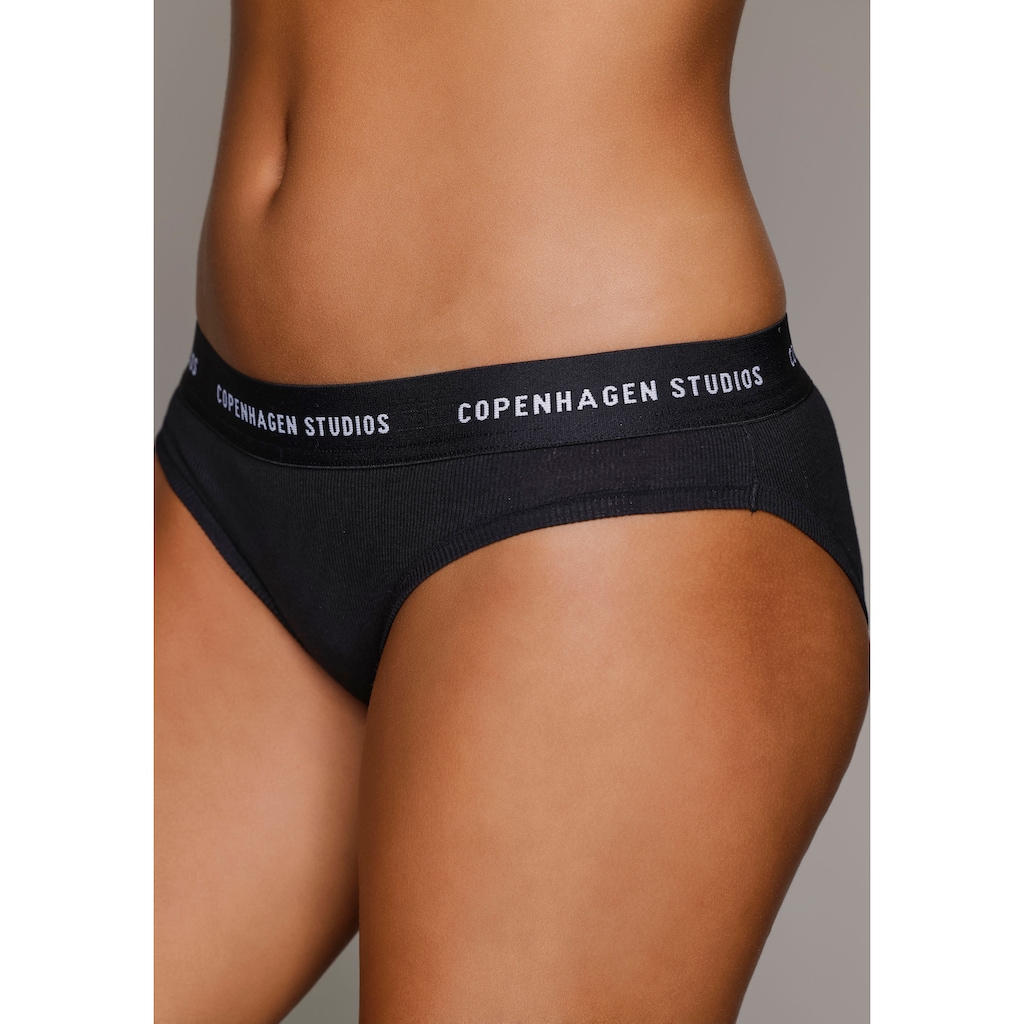 Copenhagen Studios Bikinislip »mit softem Logobund«, (2er-Pack), aus gerippter Bio-Baumwollqualität