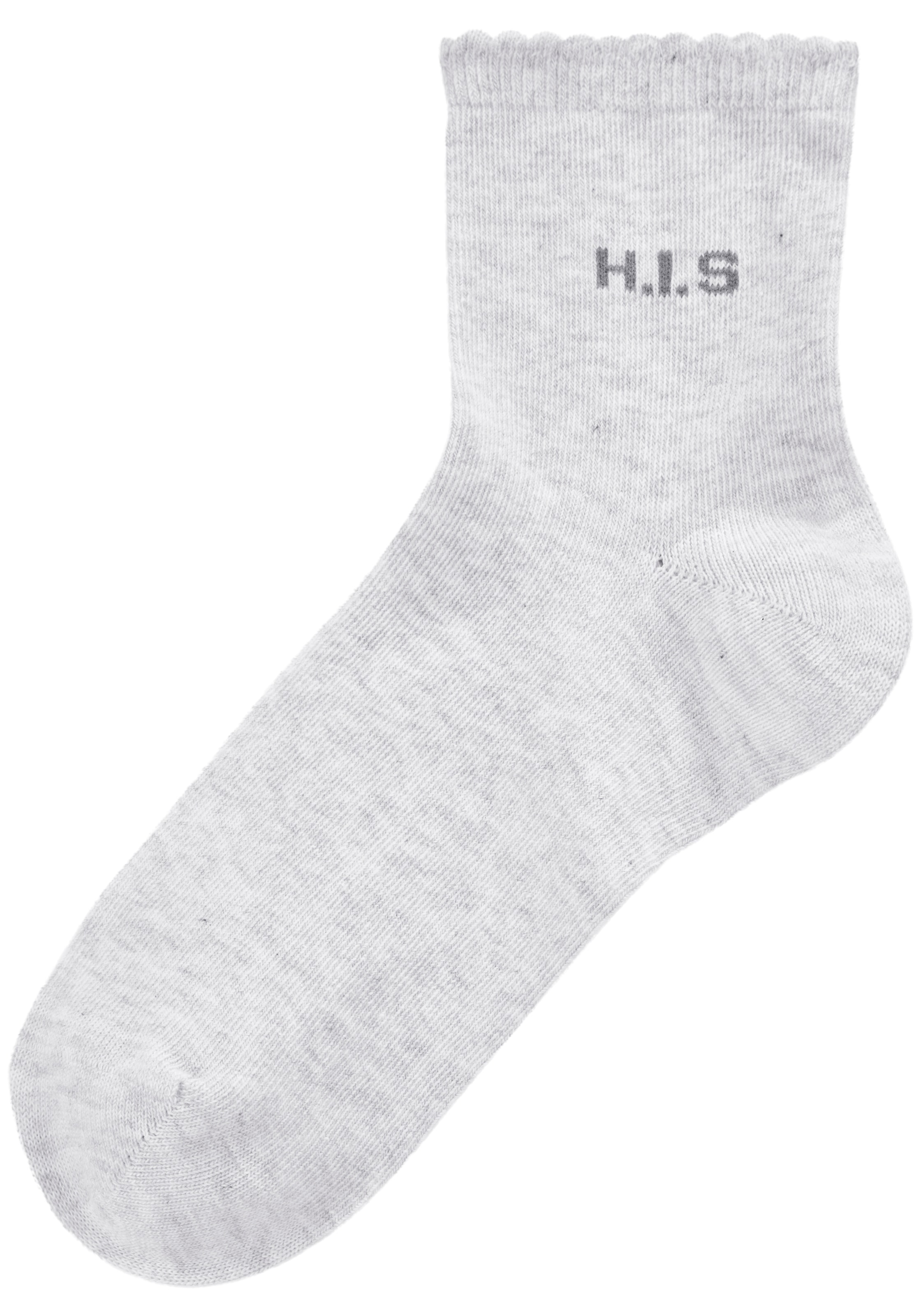H.I.S Kurzsocken »Damen uni und meliert für die ganze Woche« Packung, 7 Paar tlg. mit gewelltem Bündchen