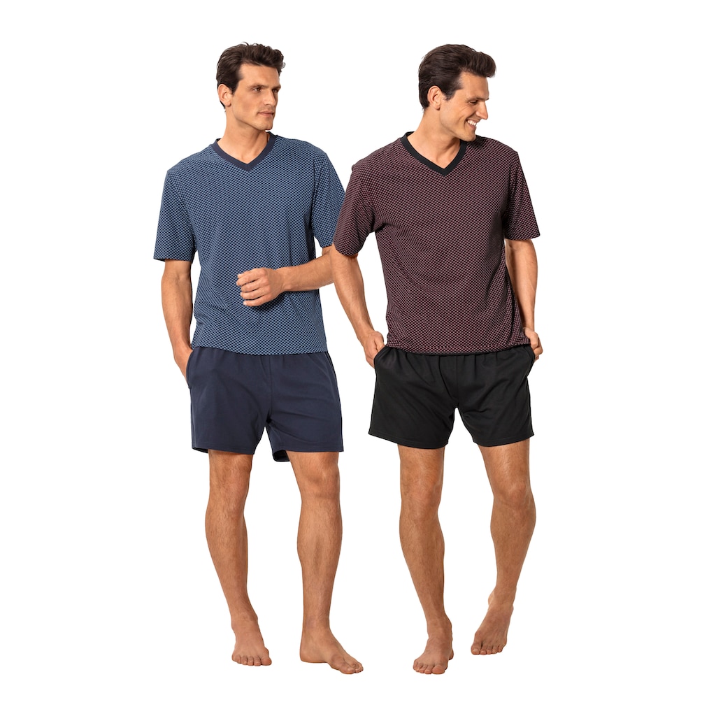 le jogger® Pyjama, (Packung, 4 tlg., 2 Stück), Schlafanzug mit Allovermuster