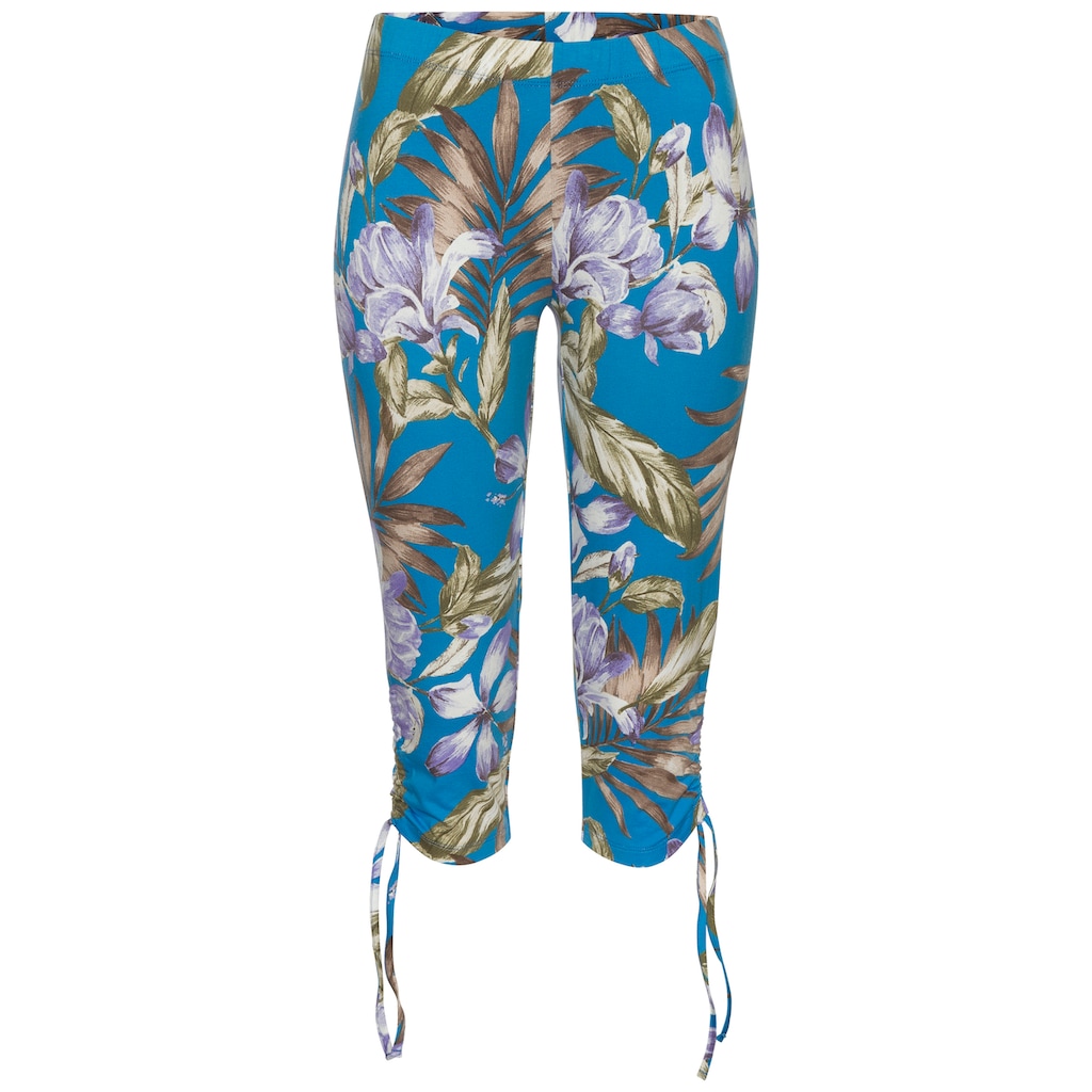 LASCANA Caprileggings, mit seitlicher Raffung und Allover-Druck, 3/4-Länge, Stretch