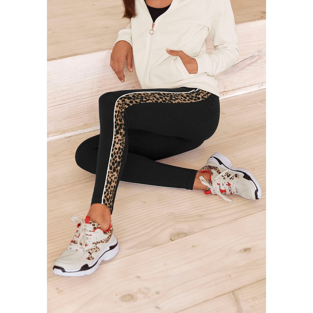 Buffalo Leggings, mit Seitenstreifen in Leo-Muster