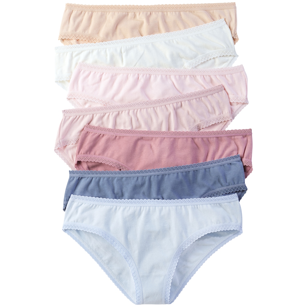 Vivance Jazz-Pants Slips, (7er-Pack), aus weicher Baumwollqualität mit feiner Spitzeneinfassung