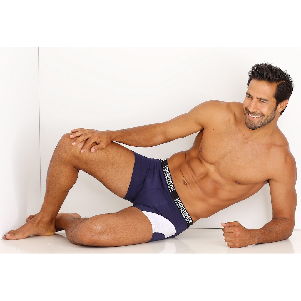 AUTHENTIC UNDERWEAR Boxer »Boxershorts für Herren«, (Packung, 4 St.), mit kontrastfarbenen Einsatz