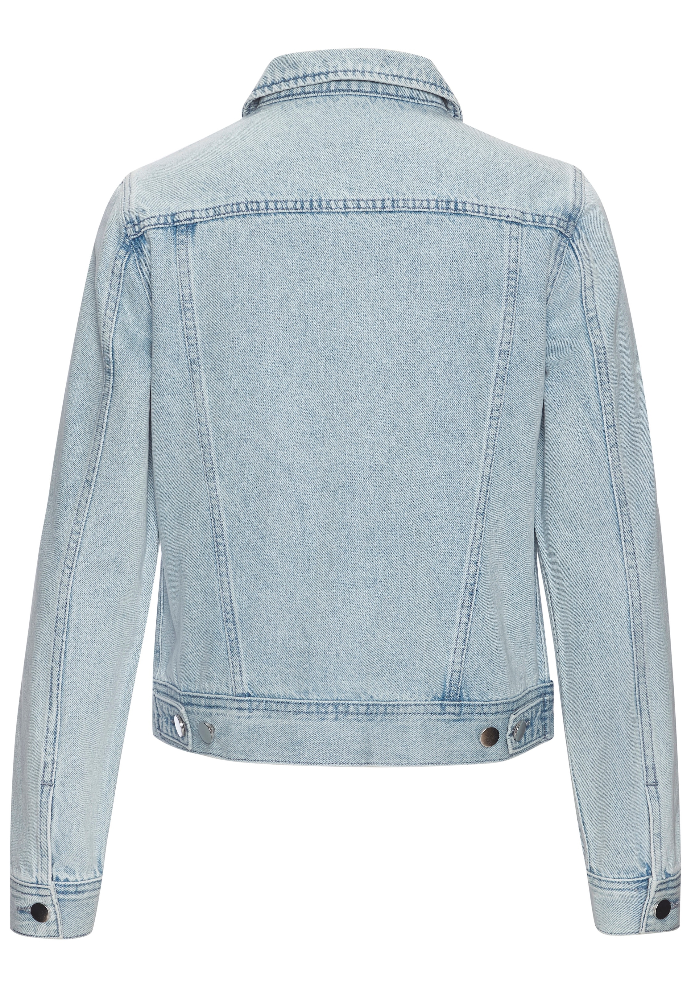 LASCANA Veste en jean »mit zwei Pattentaschen und Riegeln am Saum« veste en denim, veste de mi-saison courte, veste d'été en denim