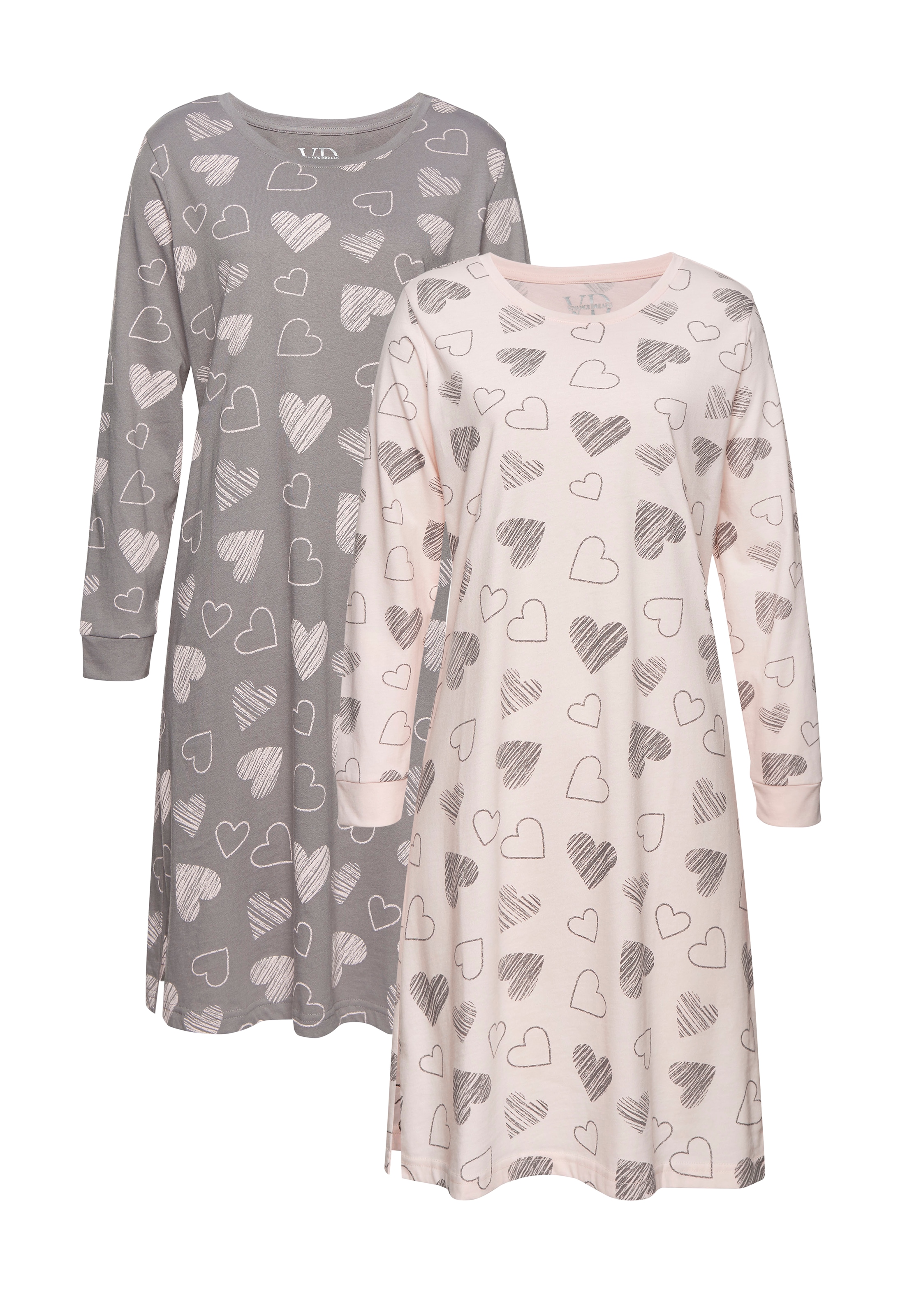 Vivance Dreams Nachthemd 2er Pack,  mit süssem Herzprint