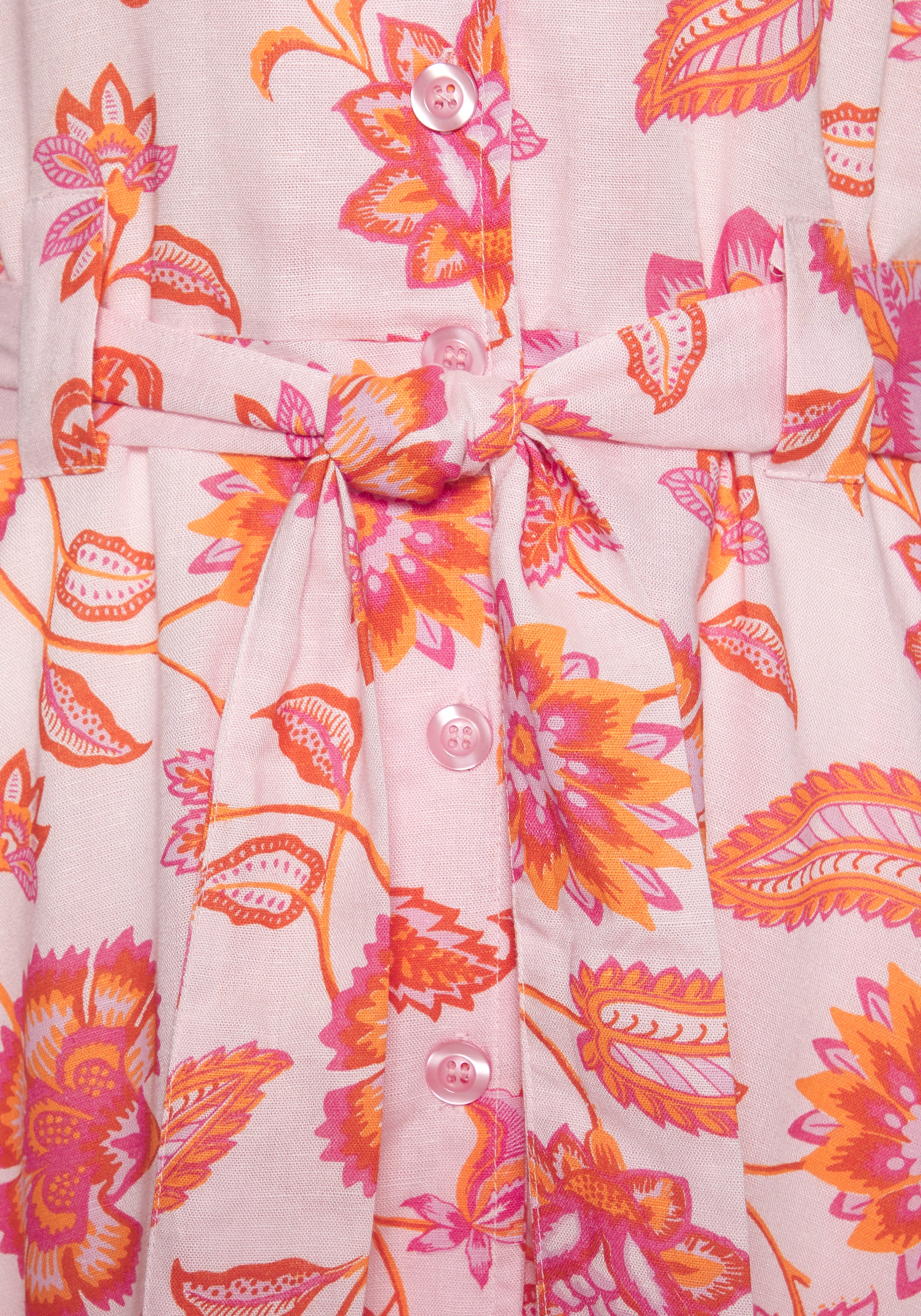 LASCANA Hemdblusenkleid, (mit Bindegürtel), aus Leinenmix, mit Reverskragen, Alloverprint