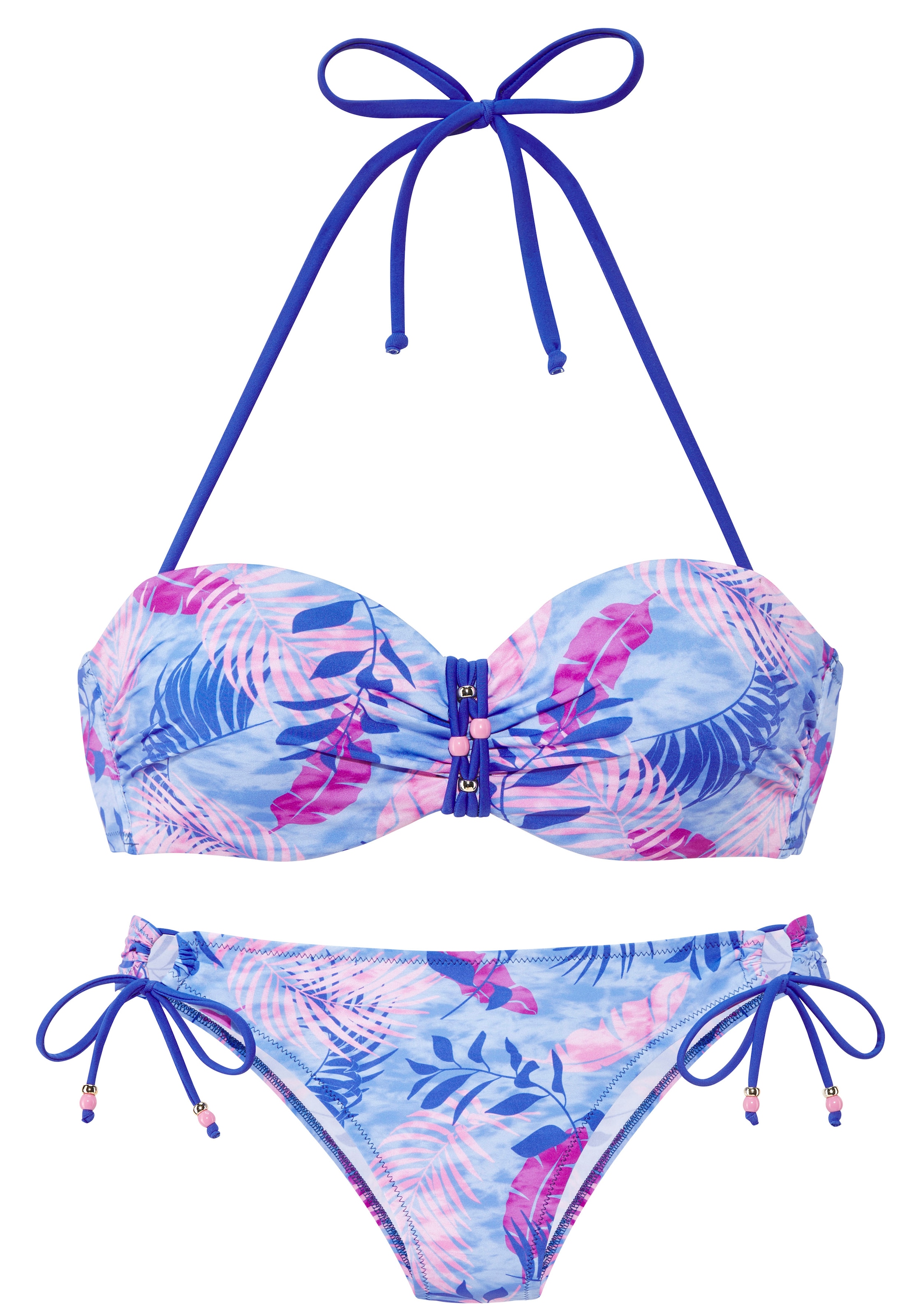 Vivance Bügel-Bandeau-Bikini mit stylischem Blätterprint