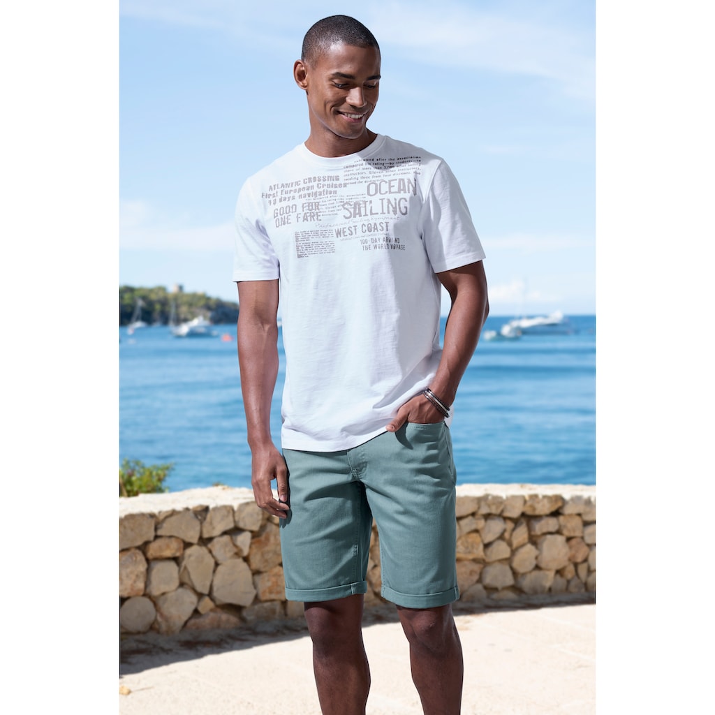 John Devin T-Shirt »mit Print«, Regular-Fit, aus Slub-Qualität, mit Print