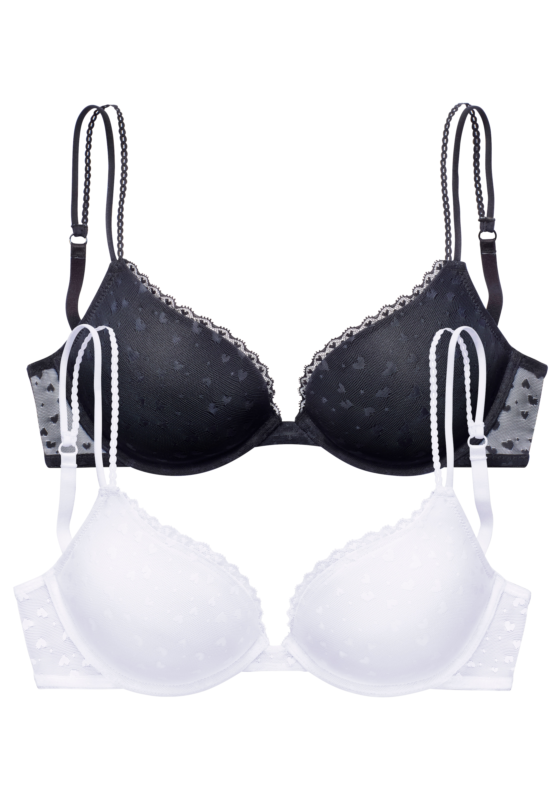 petite fleur Push-up-BH, aus süssem Herzchen-Mesh mit edlen Spaghettiträgern, sexy Dessous