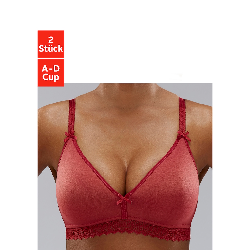 petite fleur Bralette-BH, ohne Bügel mit Spitzenband, aus weicher Baumwolle, Basic Dessous