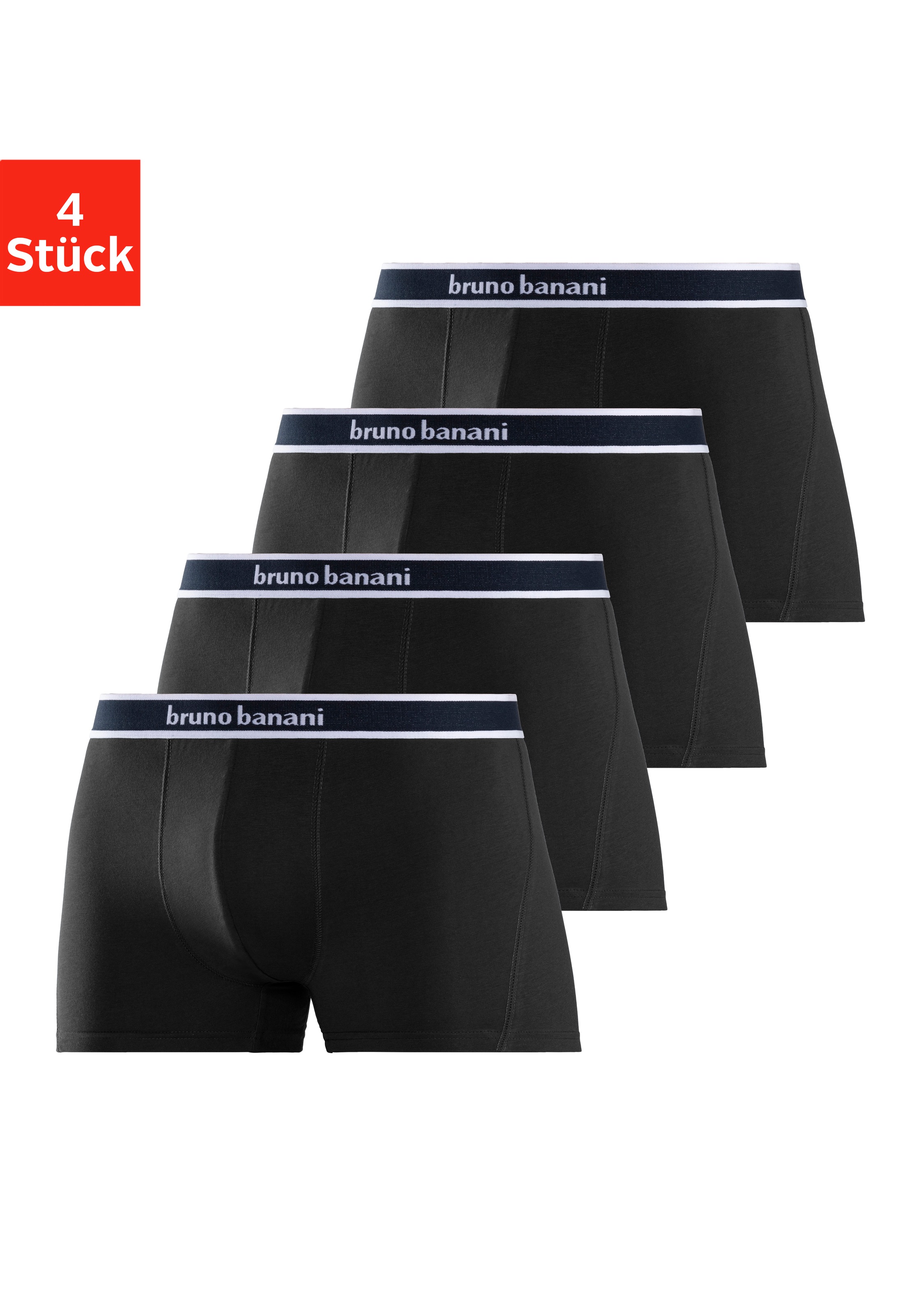 Bruno Banani Boxer »Boxershorts für Herren« 4er Pack, mit Steifen und Logo im Bund