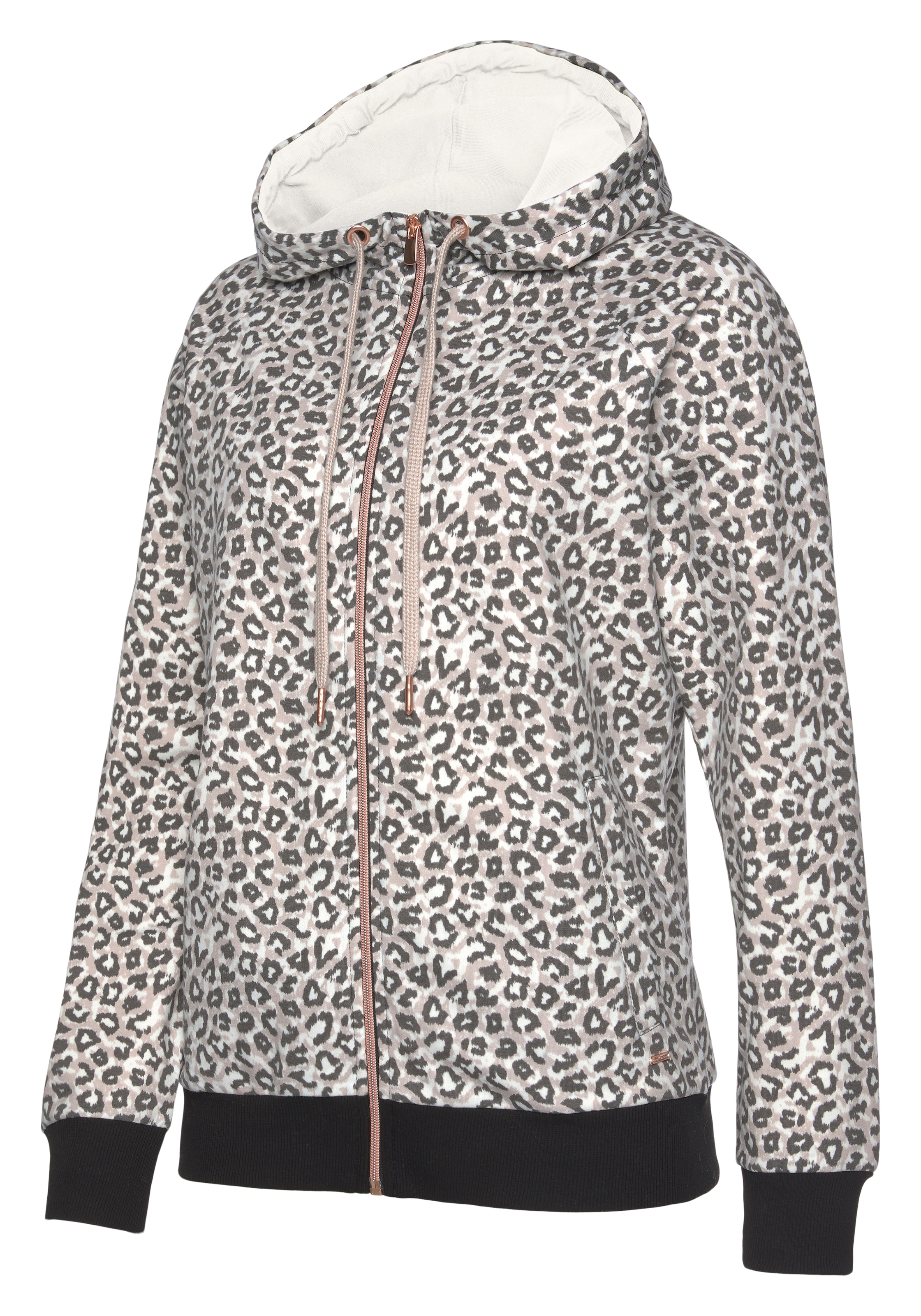 LASCANA Sweat à capuche Sweatshirtjacke mit Details in Roségold, Loungewear