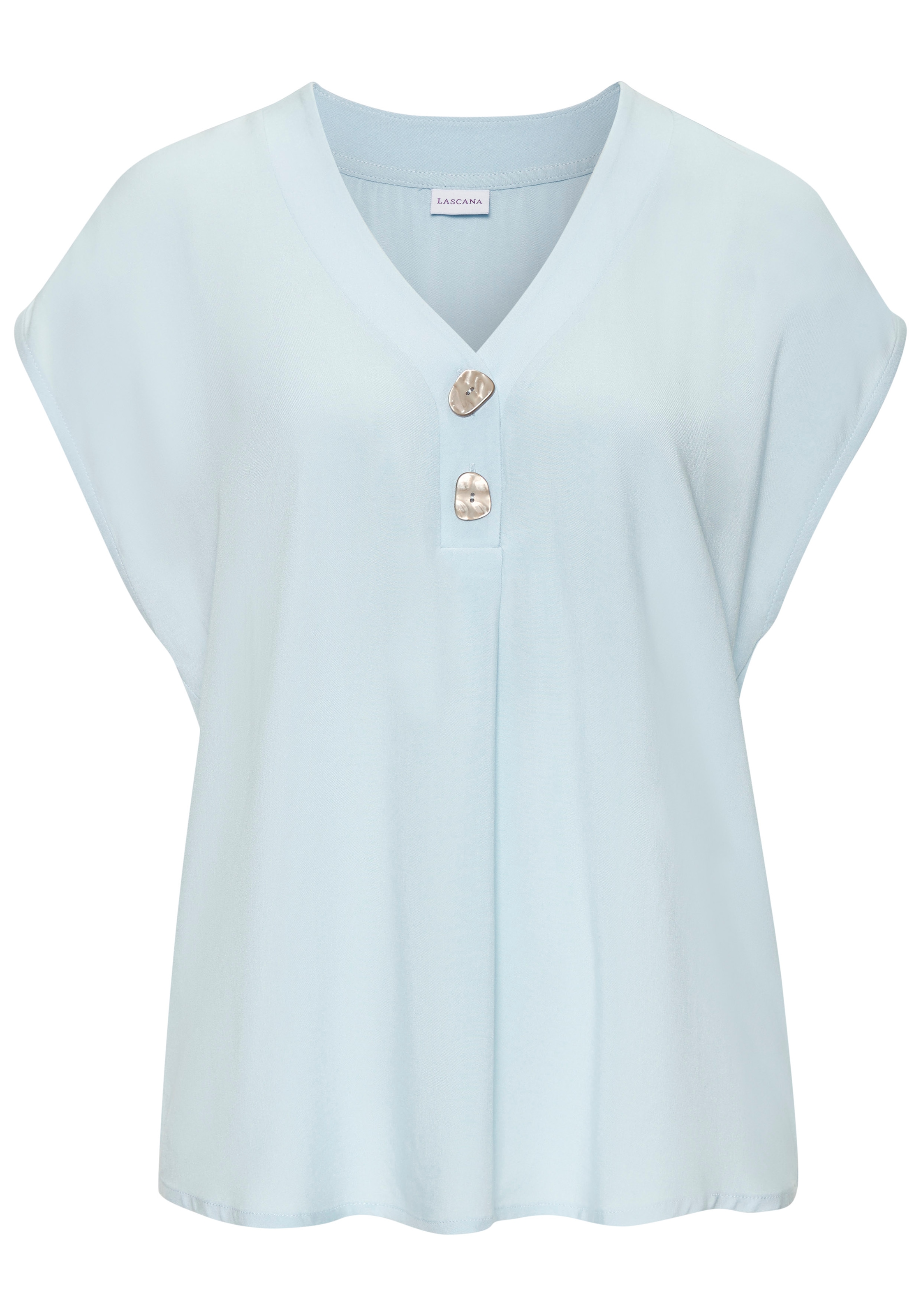 LASCANA Schlupfbluse mit modischen Knöpfen, luftige Kurzarmbluse, sommerlich