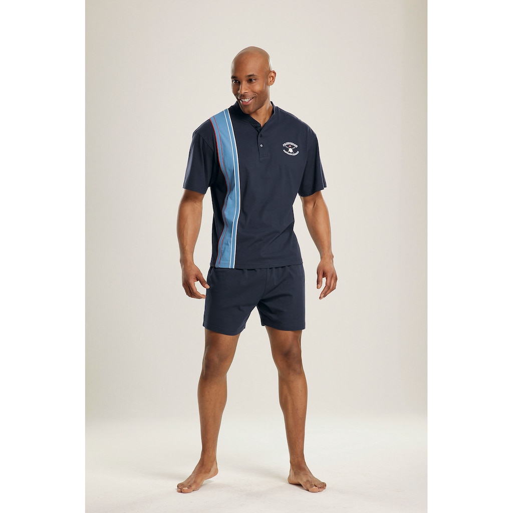 le jogger® Pyjama, (Packung, 4 tlg., 2 Stück), kurzer Schlafanzug mit V-Auschnitt