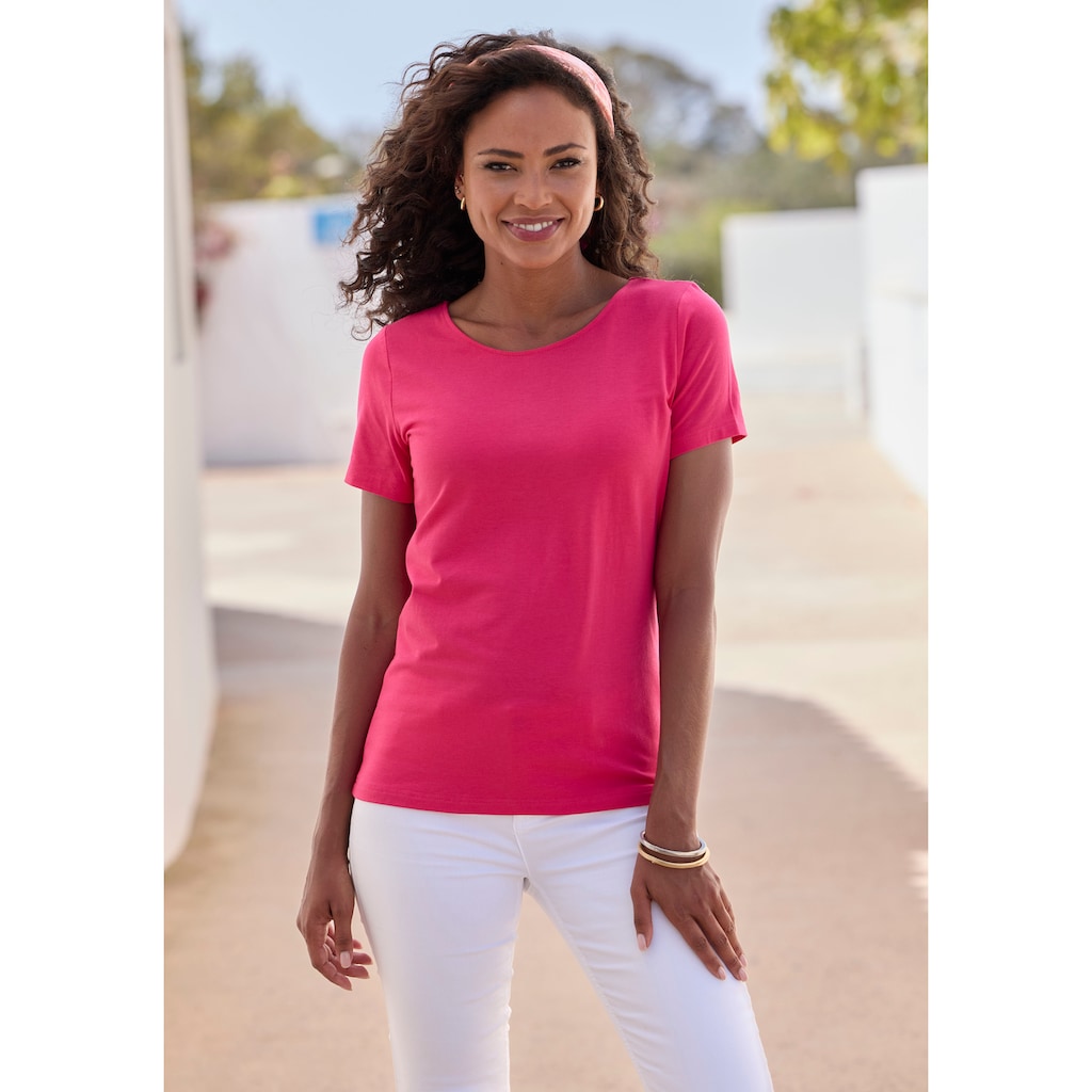 LASCANA T-Shirt »mit Rundhals-Ausschnitt«, (2er-Pack), aus elastischer Baumwoll-Modal-Qualität
