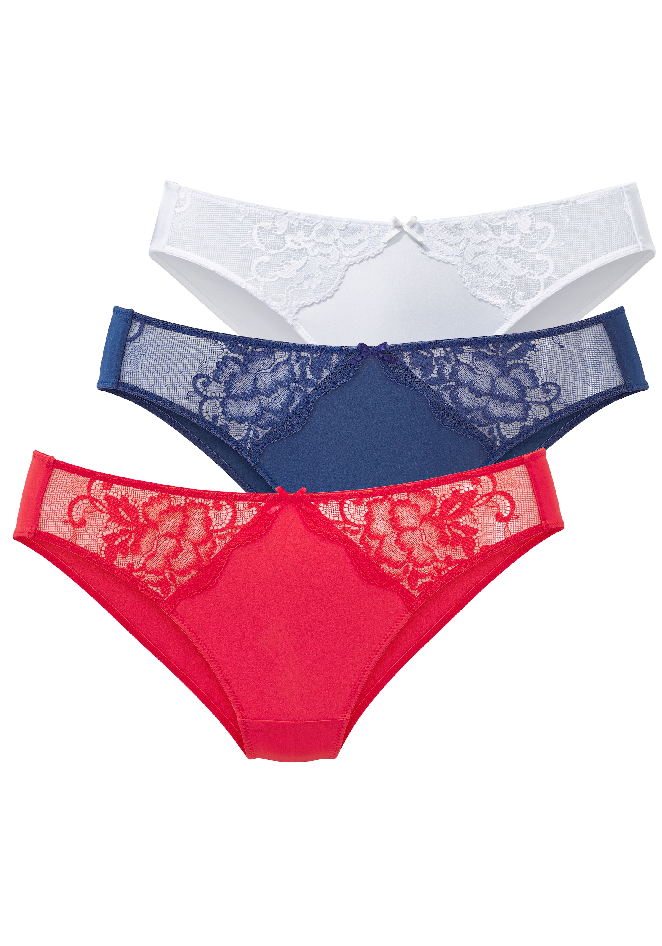 petite fleur Slip Packung, 3 Stück,  mit floraler Spitze und weichem Microtouch