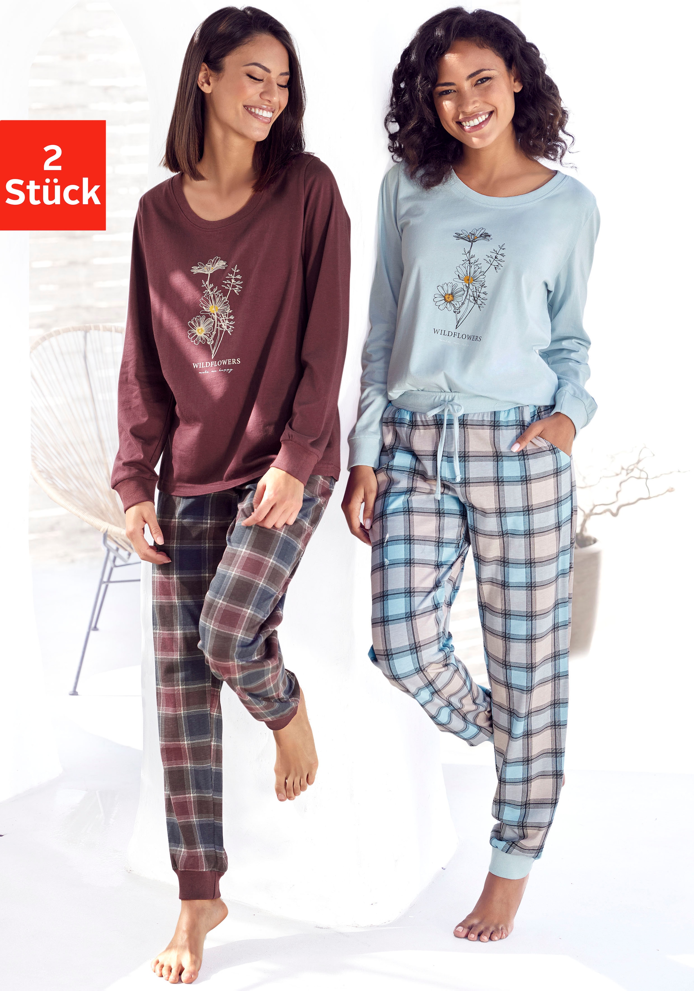 Vivance Dreams Pyjama 2 Stück, 4 tlg. mit Frontdruck