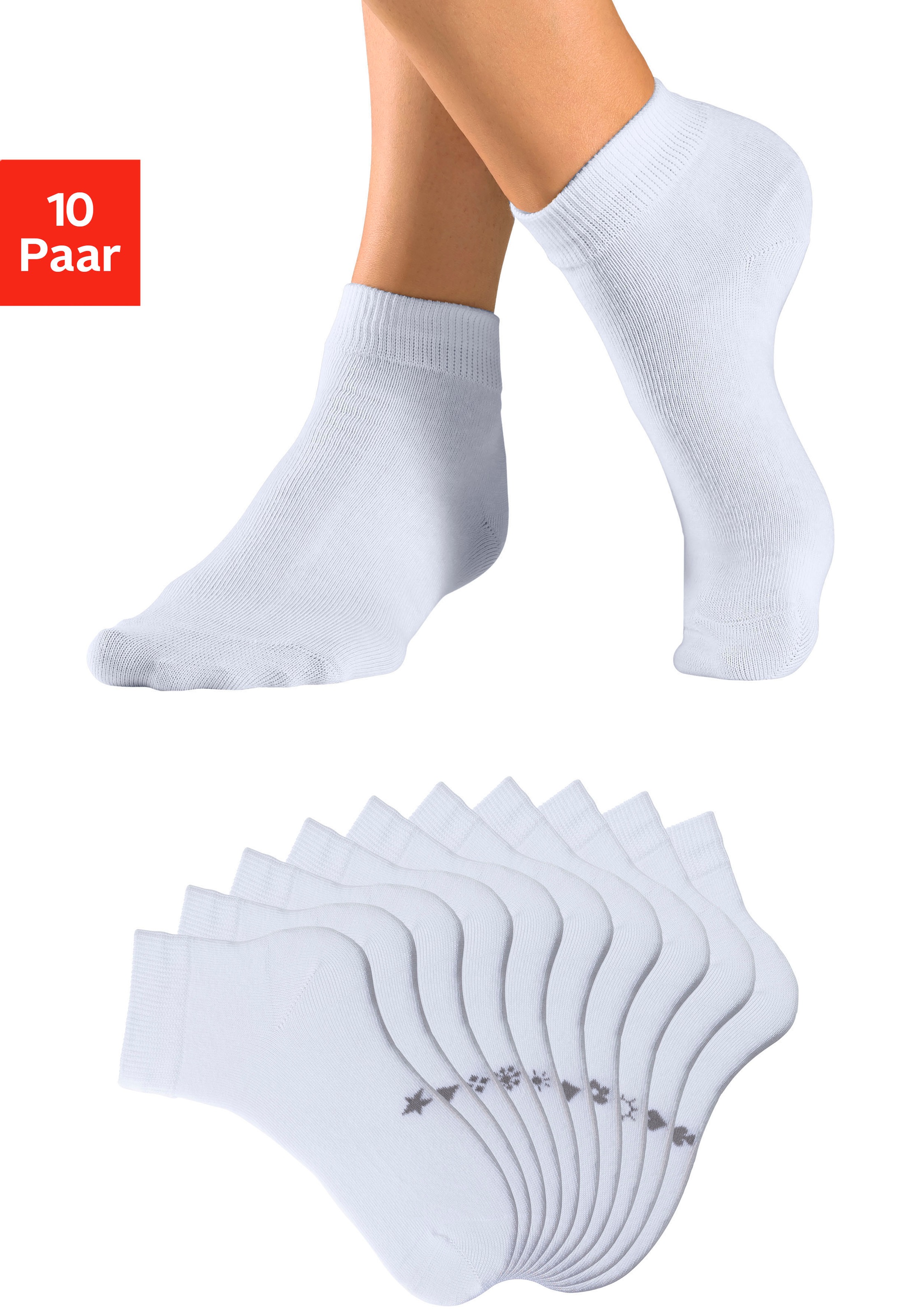 H.I.S Kurzsocken Packung, 10 Stk. tlg. mit eingestrickten Symbolen
