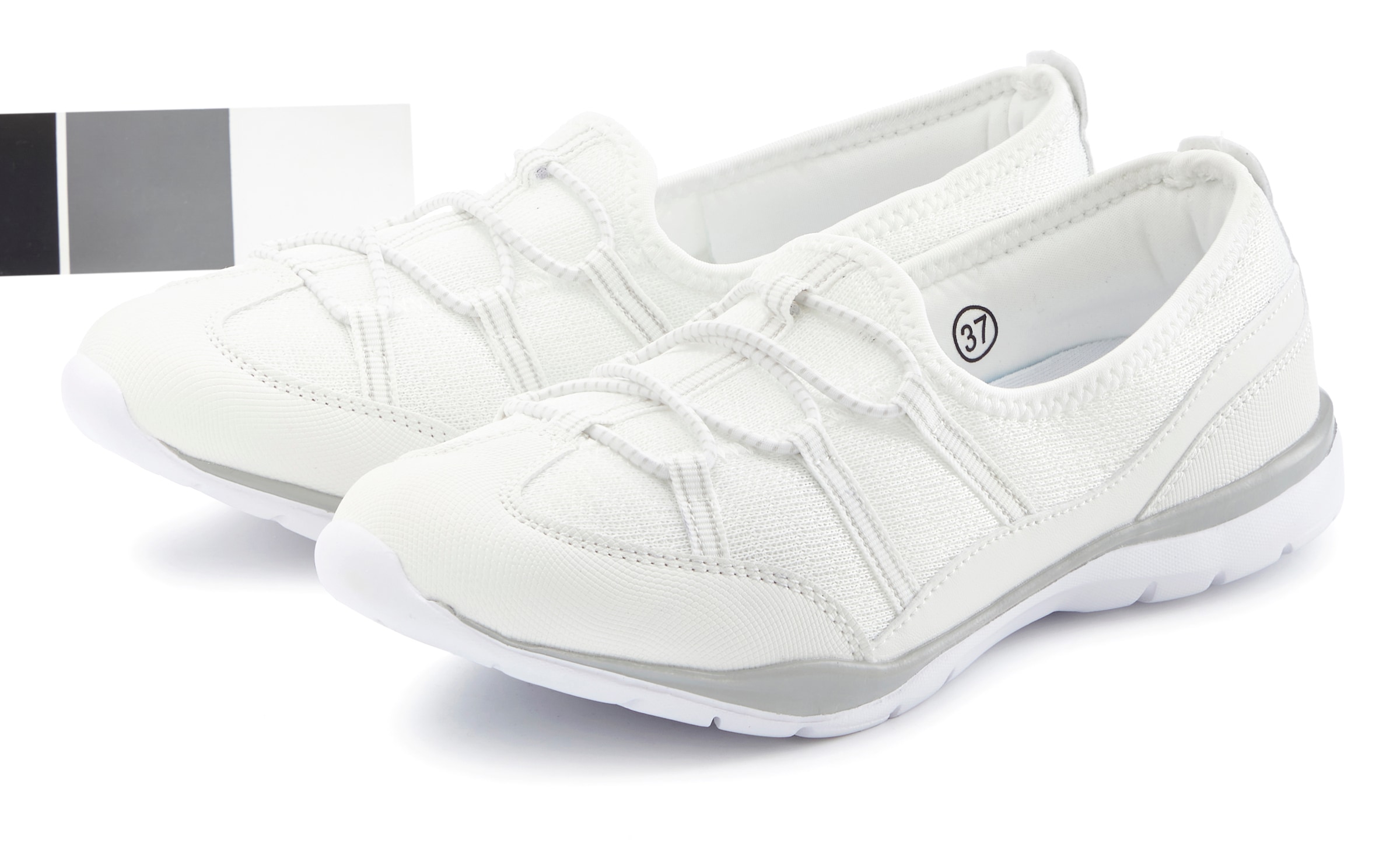 LASCANA Sneaker »Halbschuh, Freizeitschuh, Slipper,«, zum Reinschlüpfen mit elastischen Schnürbändern VEGAN