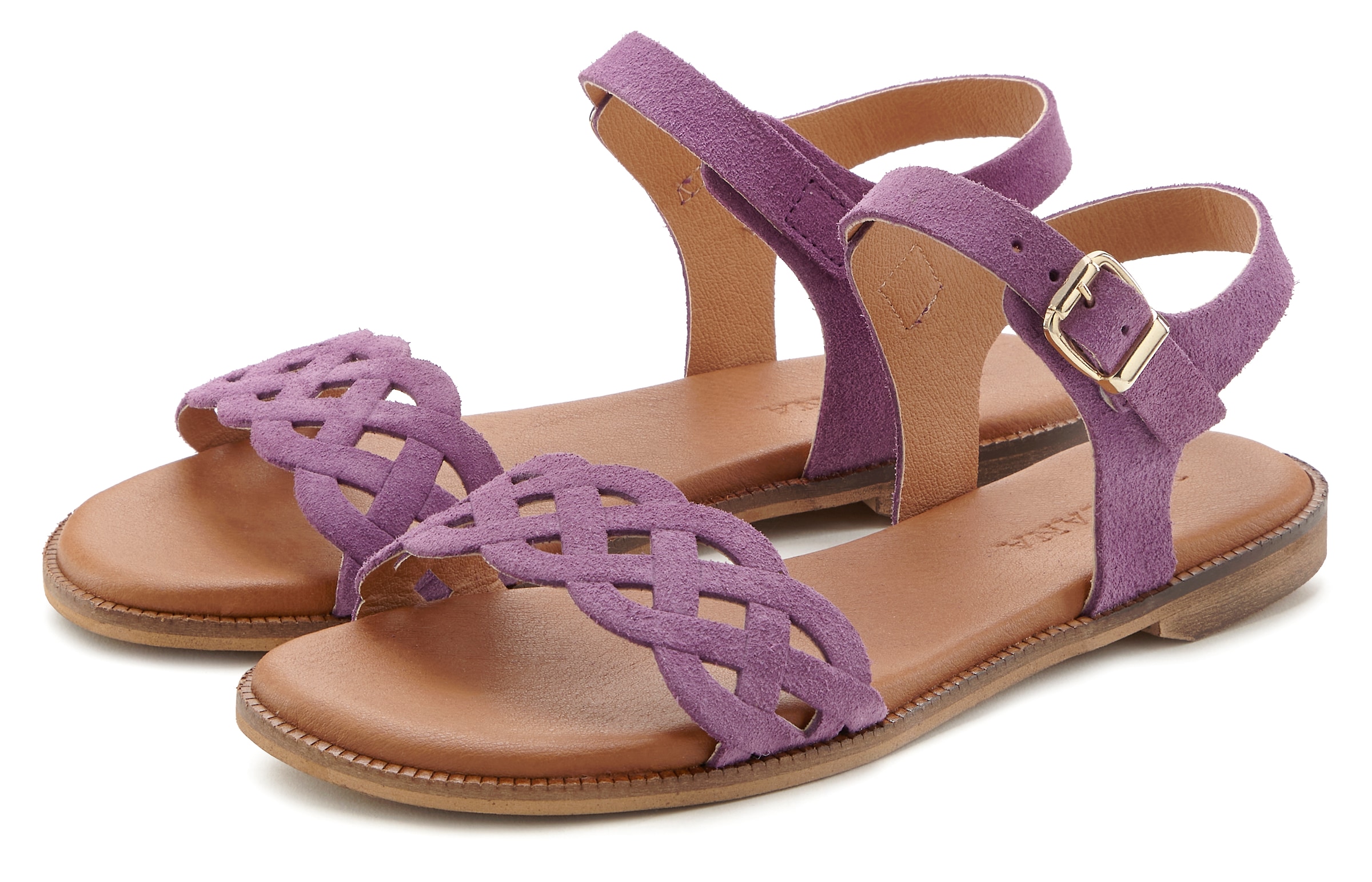 LASCANA Sandale »Sommerschuh«, Sandalette, Sommerschuh aus Leder mit Cut-Outs und weicher Innensohle