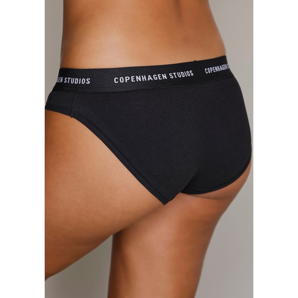Copenhagen Studios Bikinislip »mit softem Logobund«, (2er-Pack), aus gerippter Bio-Baumwollqualität