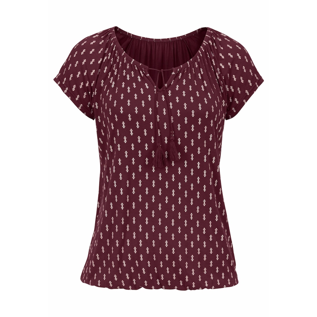 Vivance Kurzarmshirt »mit leicht gerafftem Ausschnitt«, (2er-Pack), aus weichem Viskose-Stretch
