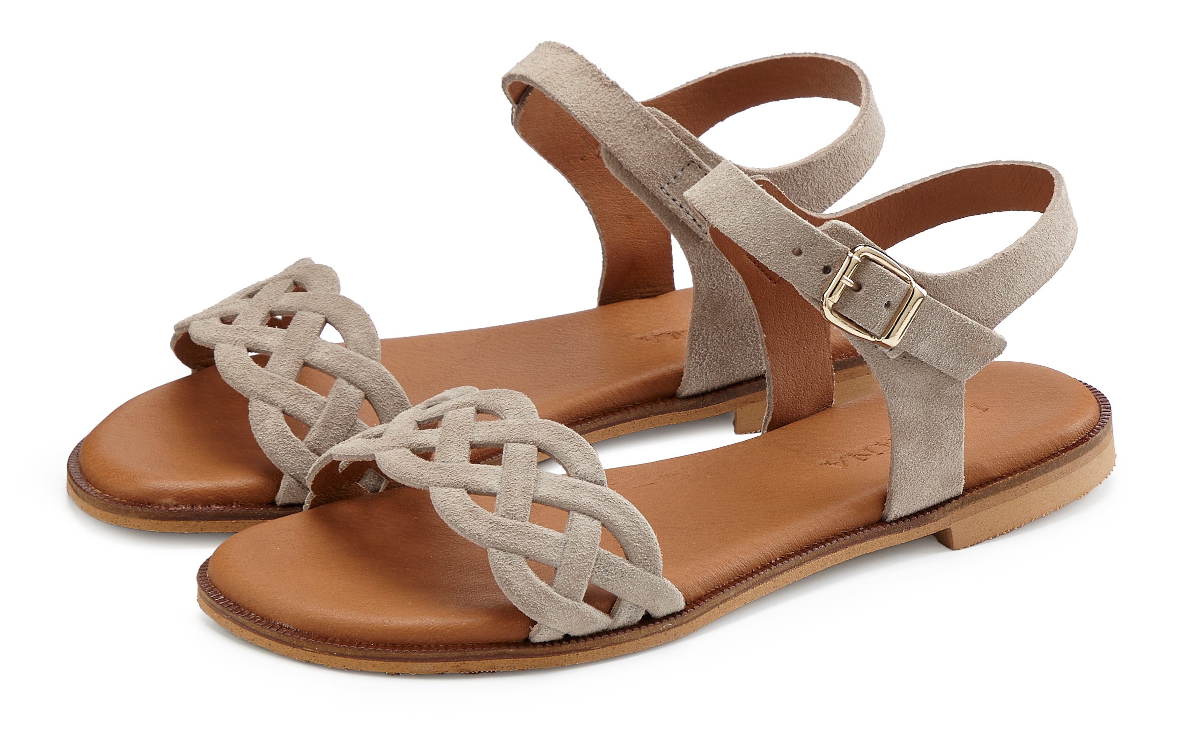 LASCANA Sandale »Sommerschuh«  Sandalette, Sommerschuh aus Leder mit Cut-Outs und weicher Innensohle