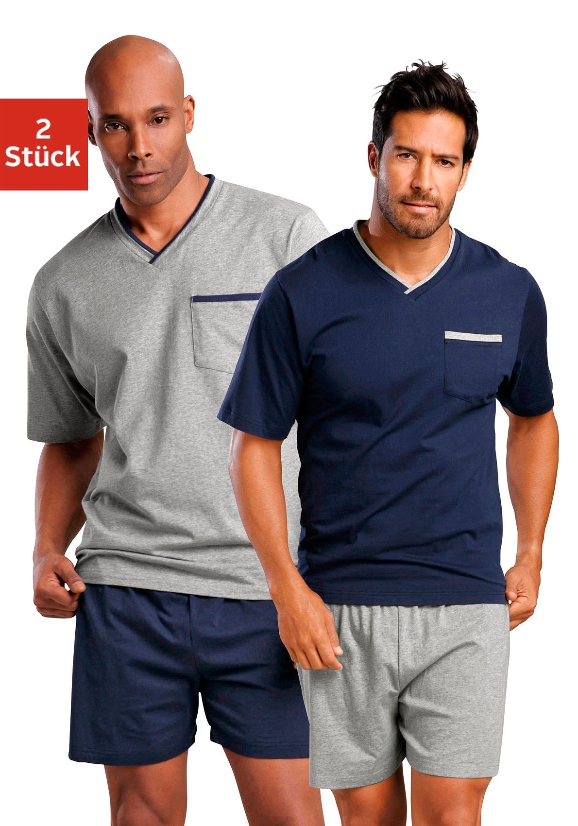 le jogger® Pyjama Packung, 2 Stück, 4 tlg. mit Brusttasche