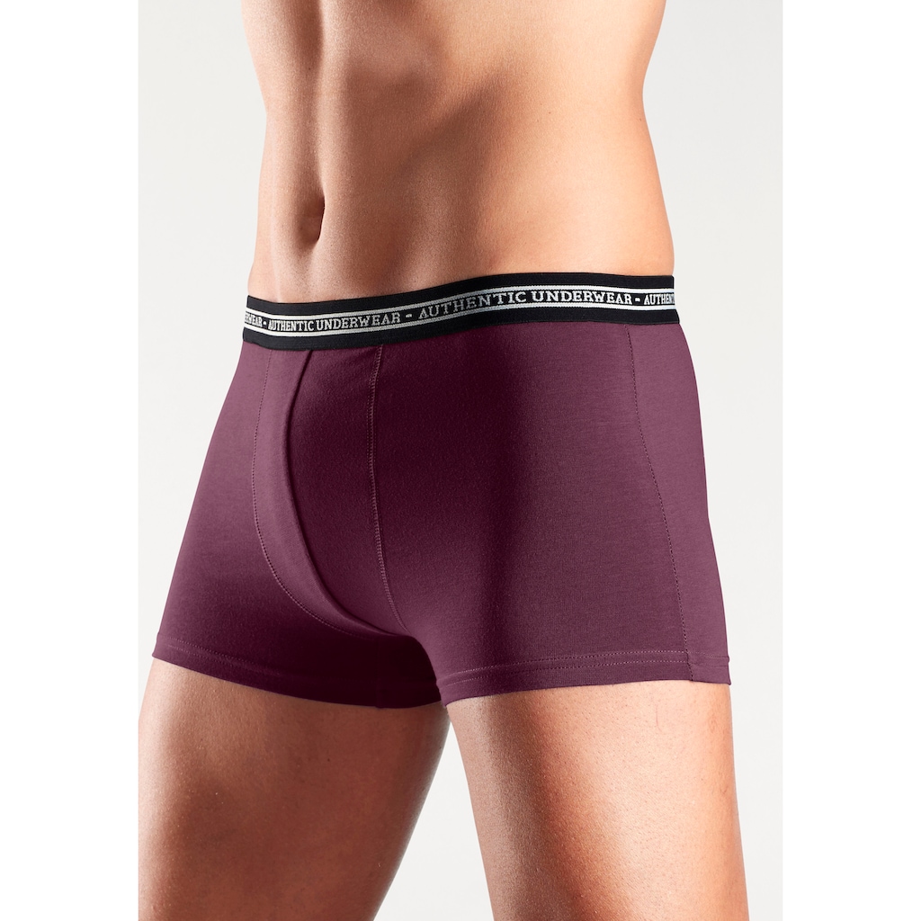 AUTHENTIC UNDERWEAR Boxer »Boxershorts für Herren«, (Packung, 4 St.), schwarzer Webbund mit Logoschriftzug