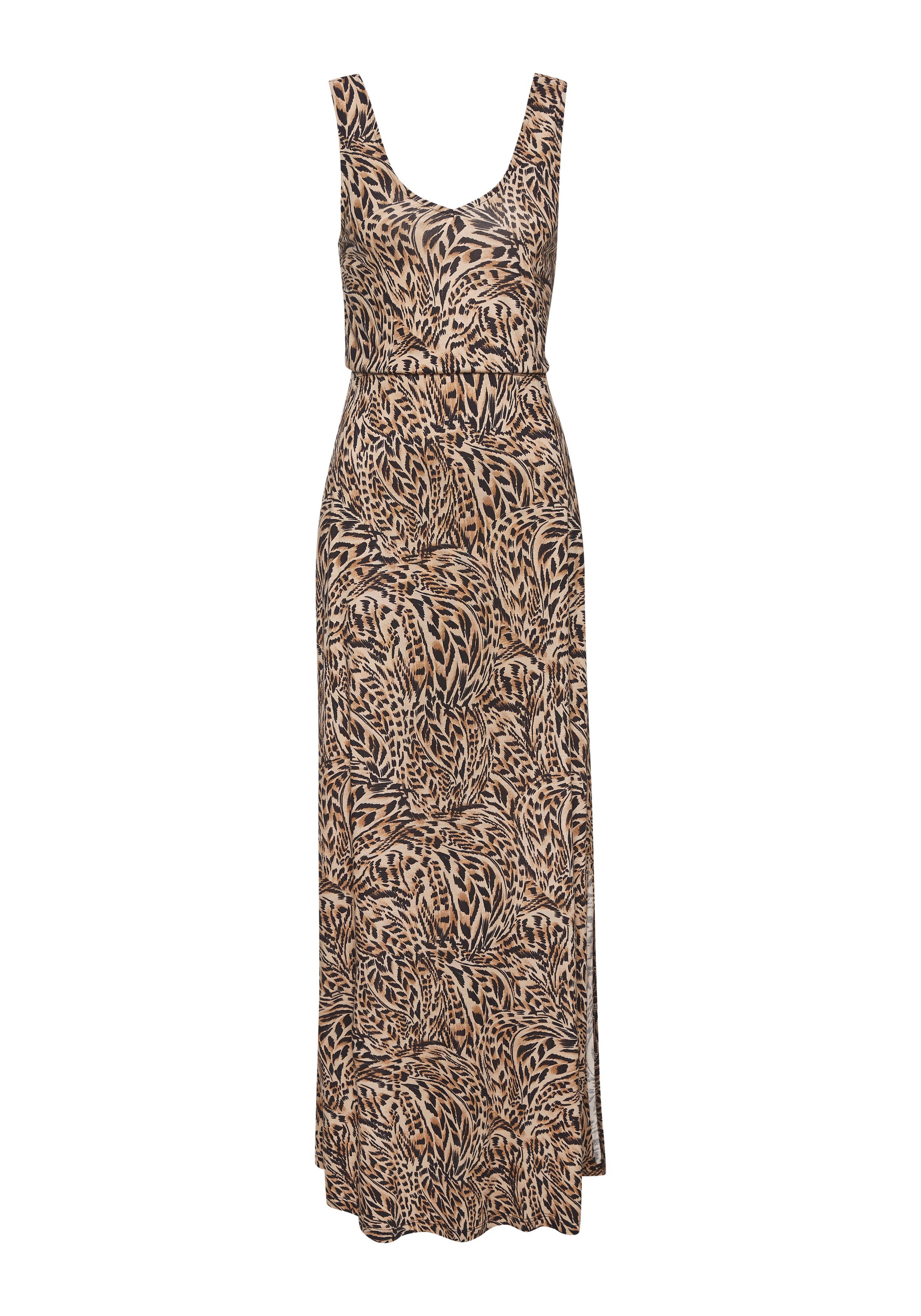 Buffalo Maxikleid mit Alloverdruck und Schlitz, Sommerkleid, Strandkleid