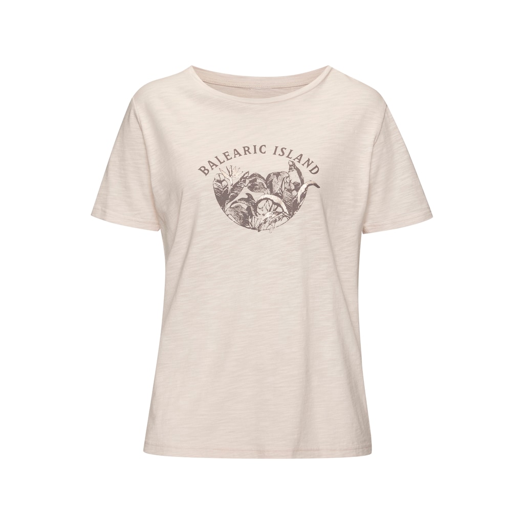 Vivance T-Shirt »mit schimmerndem Frontprint«, aus weicher Baumwoll-Qualität