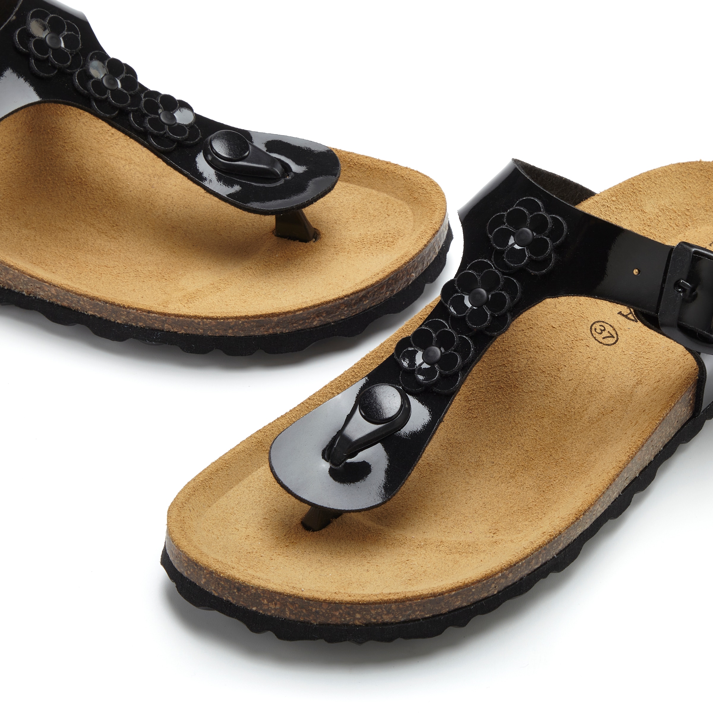 LASCANA Zehentrenner »Sandale, Pantolette, offener Schuh, Sommerschuh,«  mit komfortablem Korkfussbett