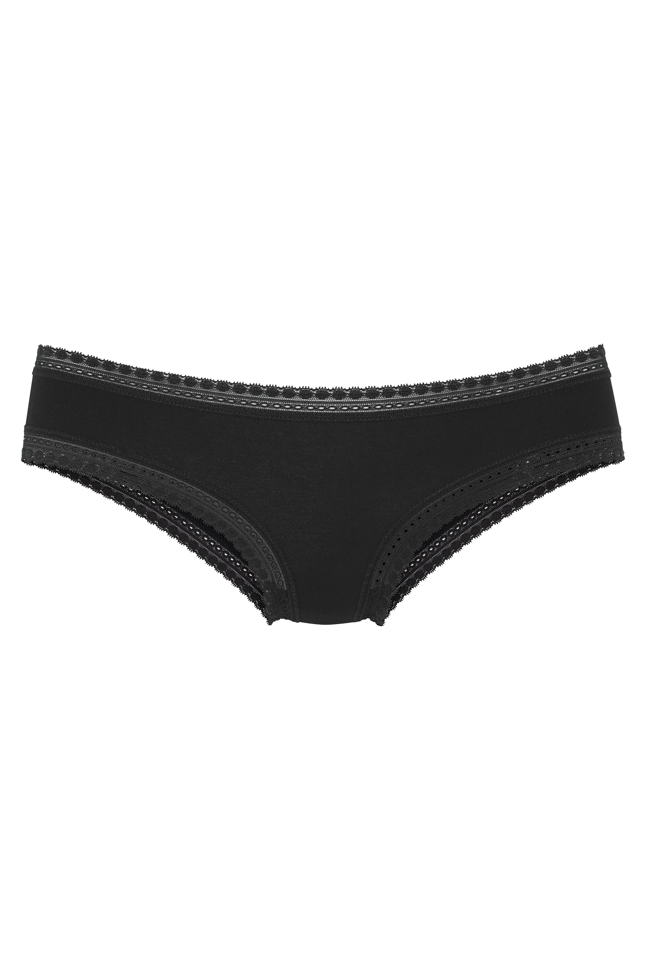 LASCANA Brasilslip 3er-Set, aus elastischer Baumwolle mit weicher Spitze