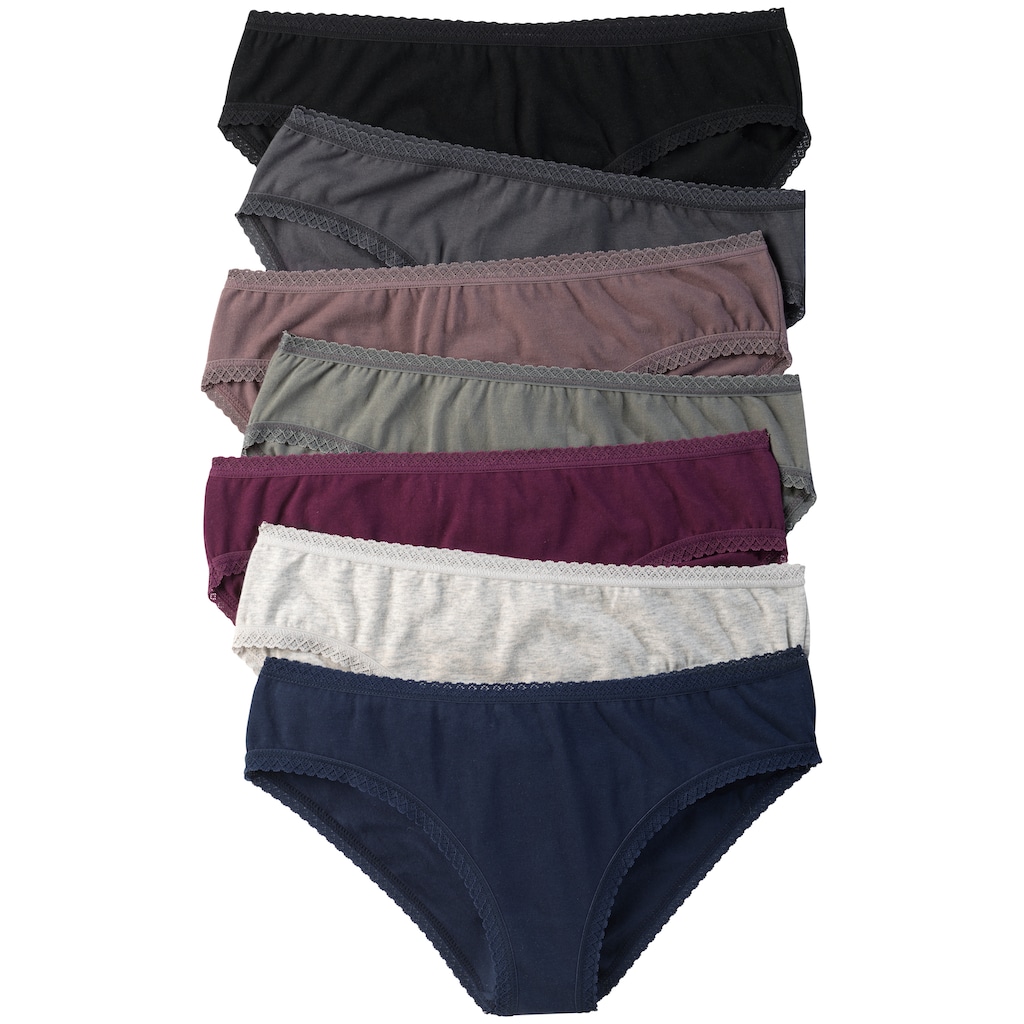 Vivance Jazz-Pants Slips, (7er-Pack), aus weicher Baumwollqualität mit feiner Spitzeneinfassung