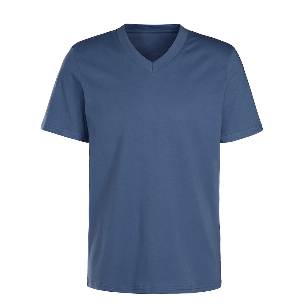 KangaROOS T-Shirt »Regular Fit,«, (2er-Pack), Freizeitshirt mit Kurzarm, V-Ausschnitt aus reine Baumwolle