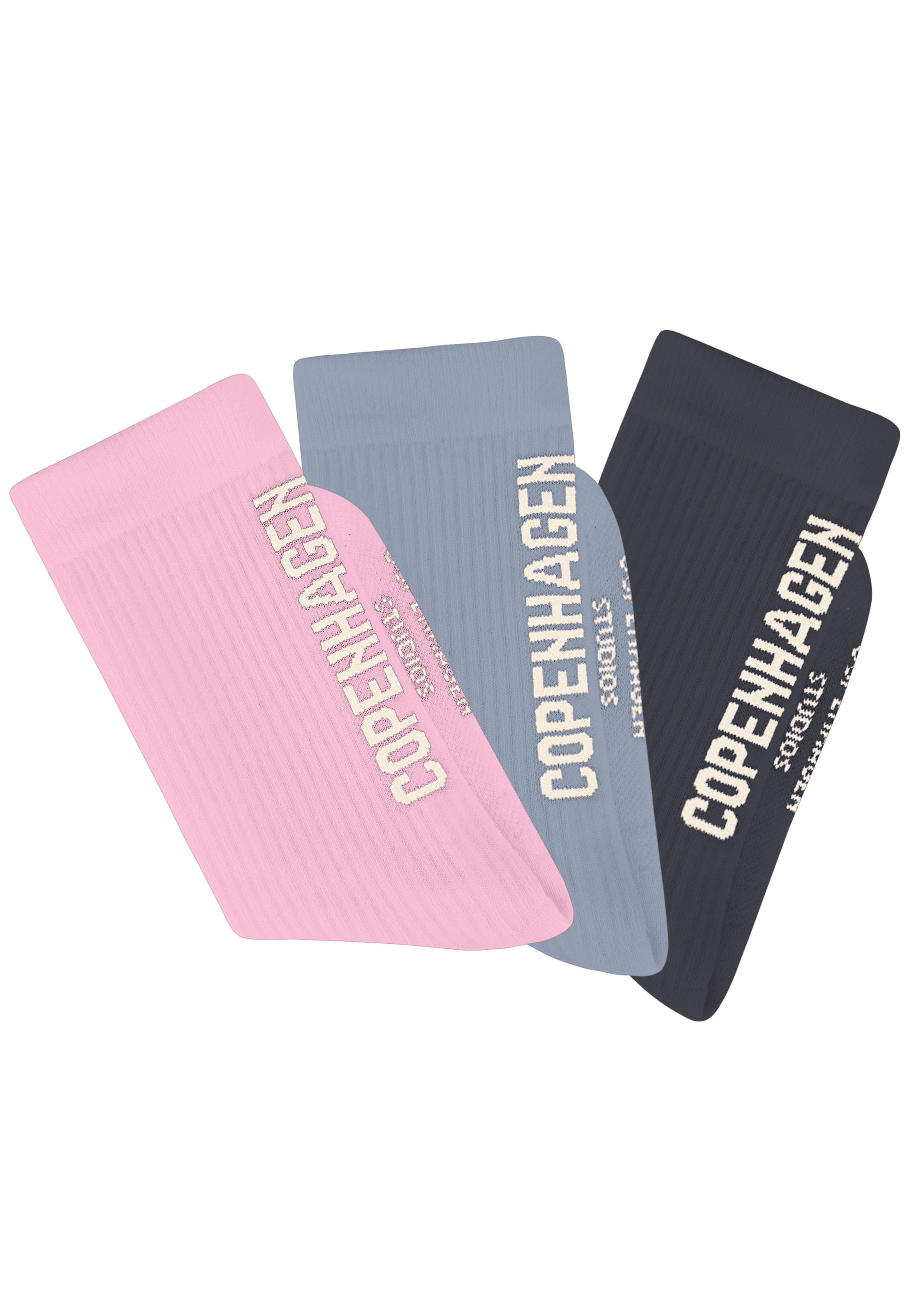 Copenhagen Studios Tennissocken, (Packung, 3 Paar), mit grossem Schriftzug