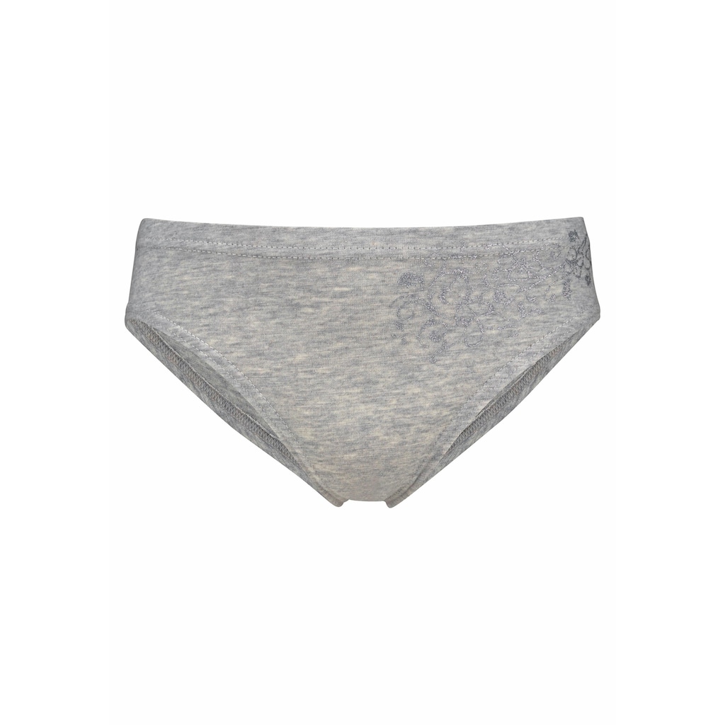 petite fleur Bikinislip, (Packung, 4 St.), schöner Basic für jeden Tag, mit floralem Glitzerdruck