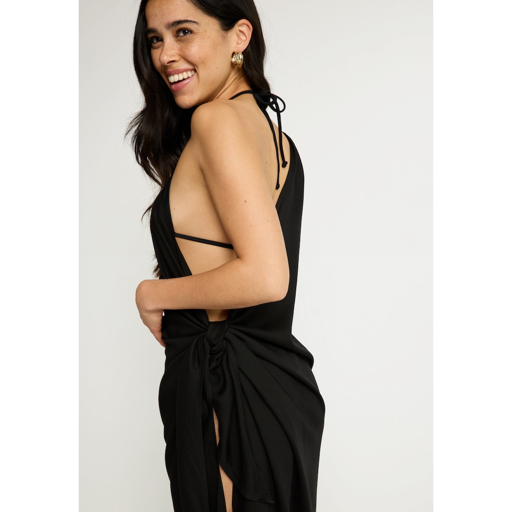 LSCN by LASCANA One-Shoulder-Kleid, mit goldfarbenen Zieraccessoire am Träger, Strandkleid