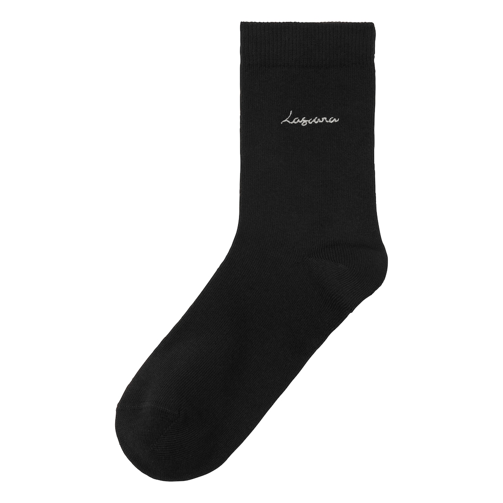 LASCANA Basicsocken, (Box, 7 Paar), mit hochwertiger Logo Stickerei