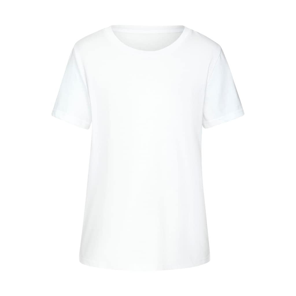 Beachtime T-Shirt »mit modischem Schlitz am Saum«, (3er-Pack), aus hochwertiger Baumwoll-Qualität