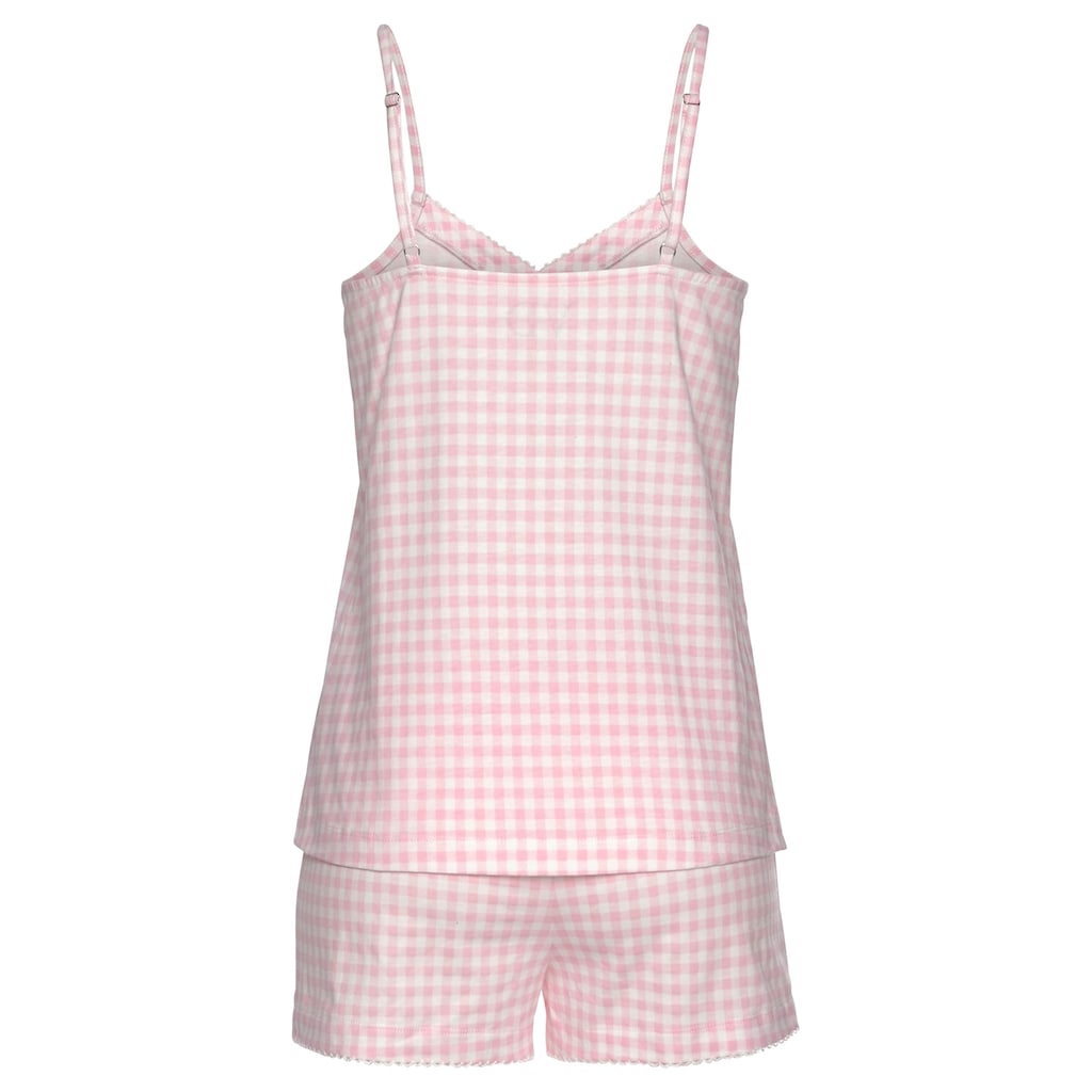 Vivance Dreams Shorty, (2 tlg.), mit feinem Muster und Häkelkante