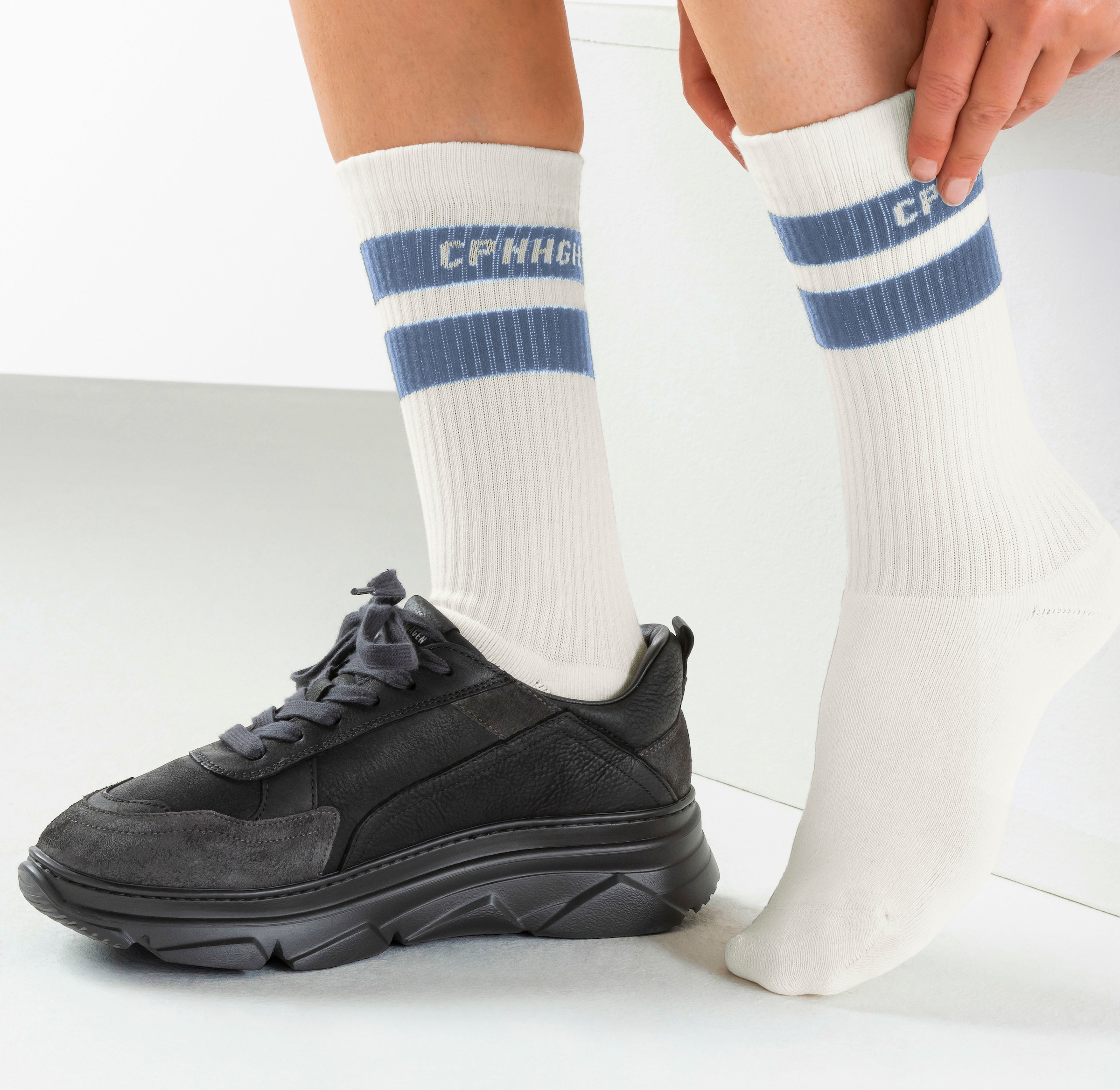 Copenhagen Studios Tennissocken, (Packung, 3 Paar), mit Streifendesign und Vollfrottee