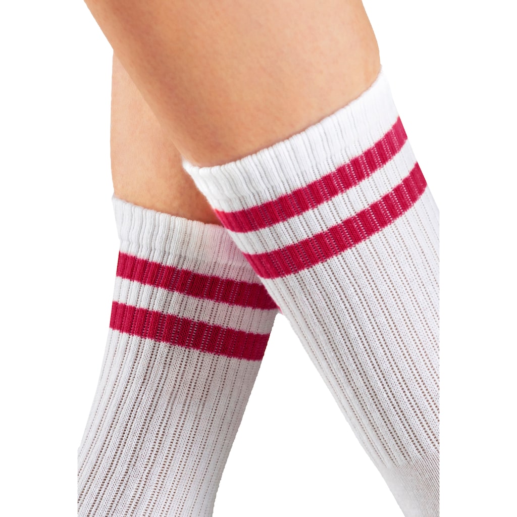 LASCANA Tennissocken, (Packung, 3 Paar), mit farbigen Ringeln am Bündchen