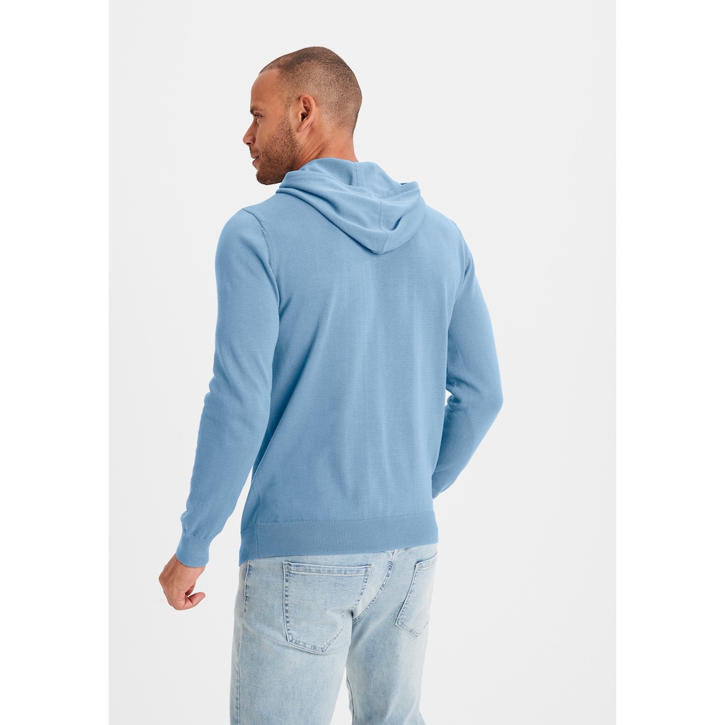 H.I.S Strickpullover »mit Kapuze, Regular Fit,«, Pullover mit Rundhals, Feinstrick, Baumwollmischung